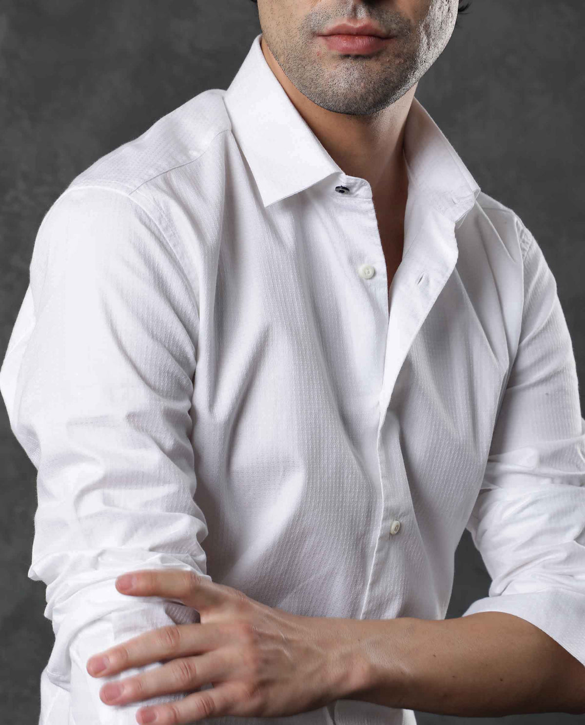 Rare Rabbit Men'S Cent White Shirt Cotton Fabric Collared Neck Full Sleeves Button Closure Slim Fit