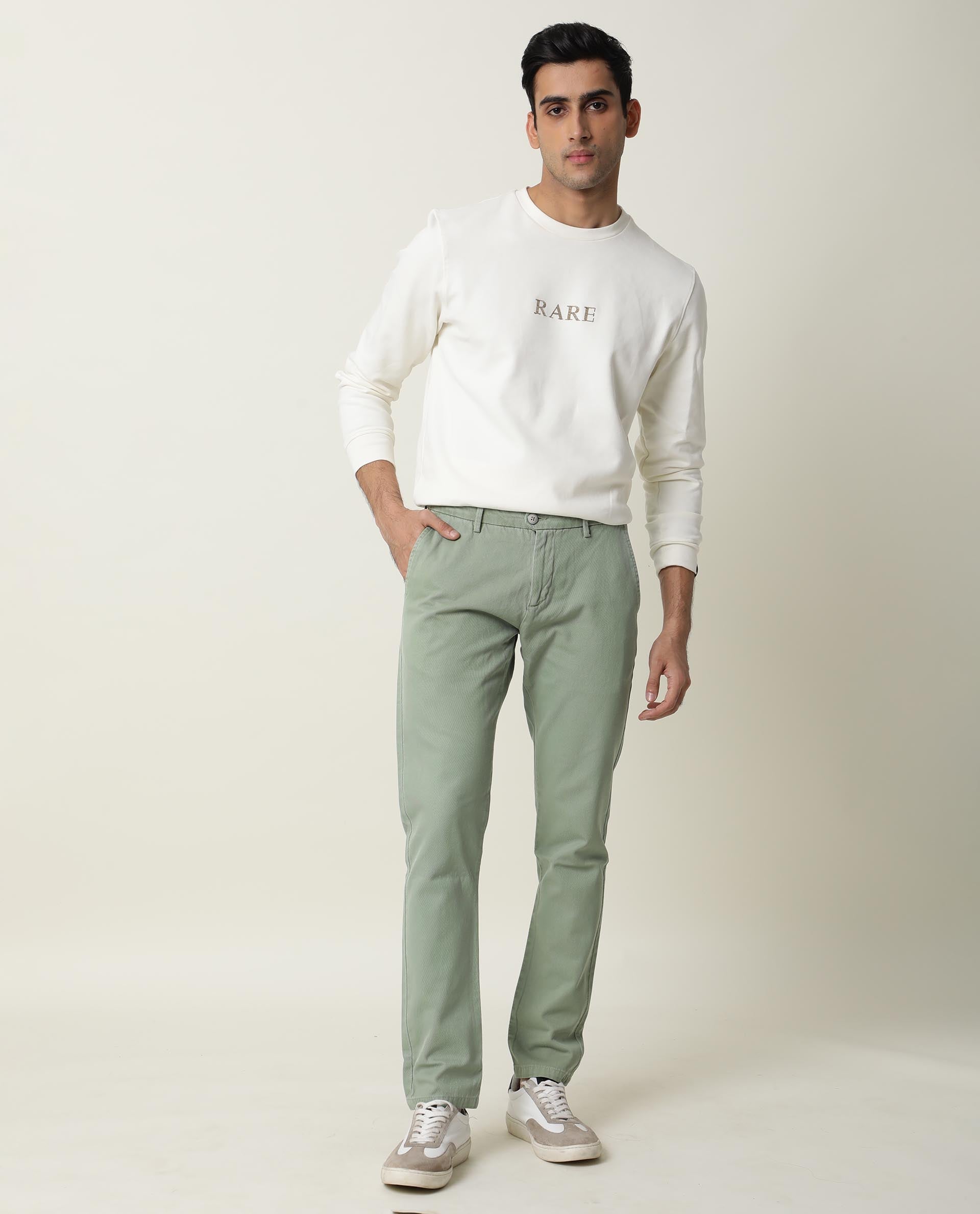 Buy Beige Solid Cotton Twill Trouser Online | Tistabene - Tistabene