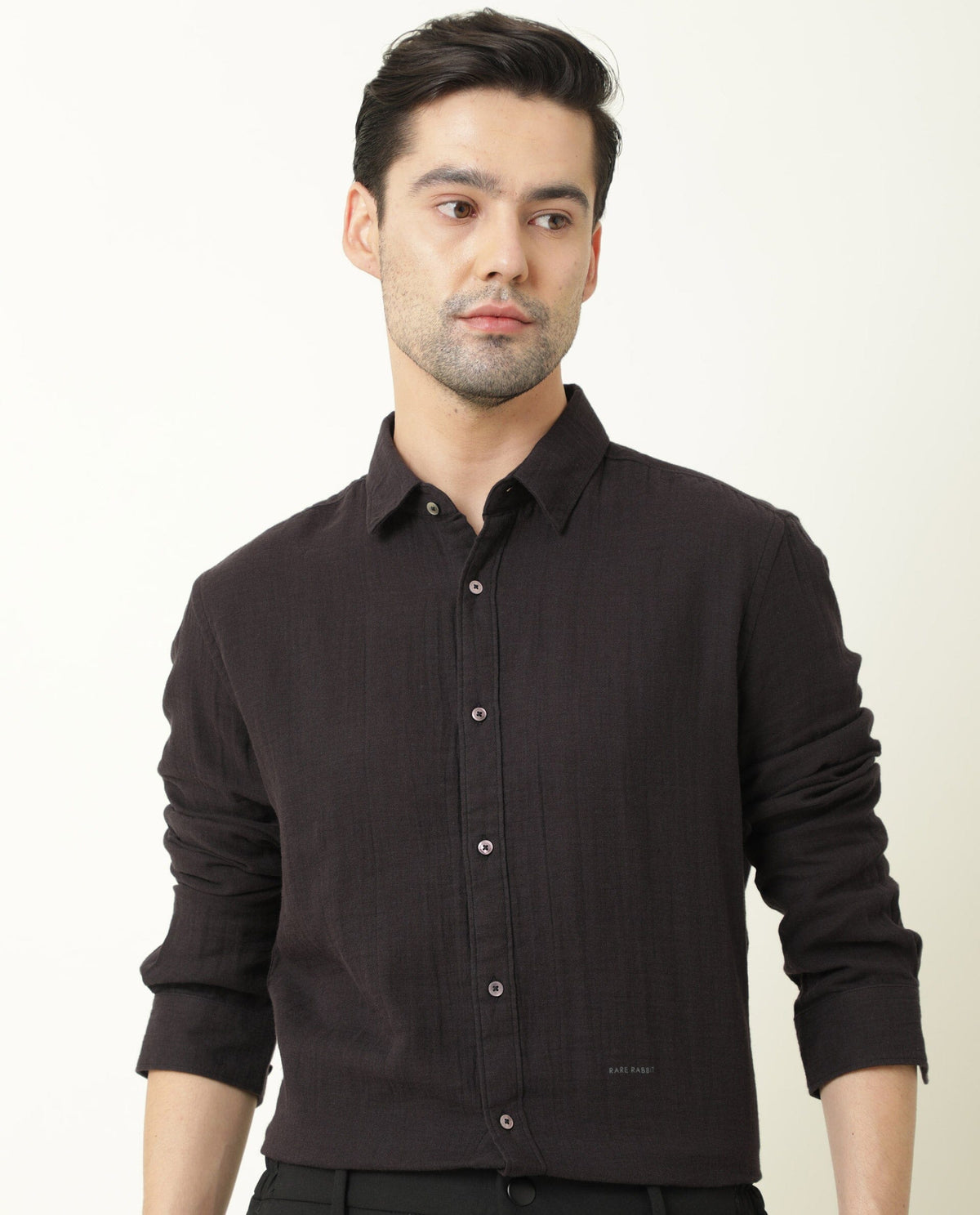 RARE RABBIT LAYERR DARK PURPLE SHIRT COTTON FABRIC FULL SLEEVE SPREAD COLLAR SLIM FIT