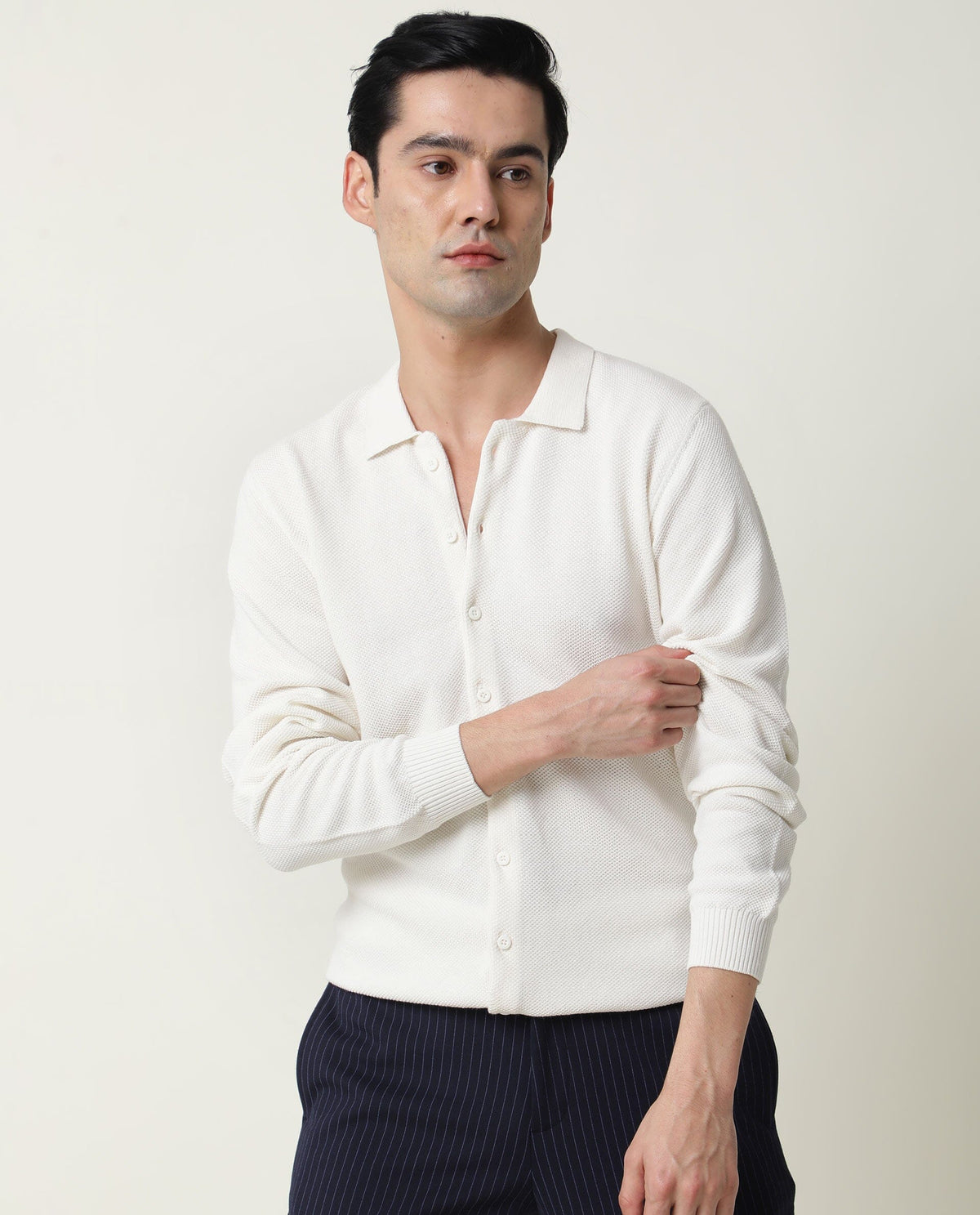 RARE RABBIT ALIAS PRIMARY WHITE SHIRT COTTON FABRIC FULL SLEEVE SPREAD COLLAR SLIM FIT
