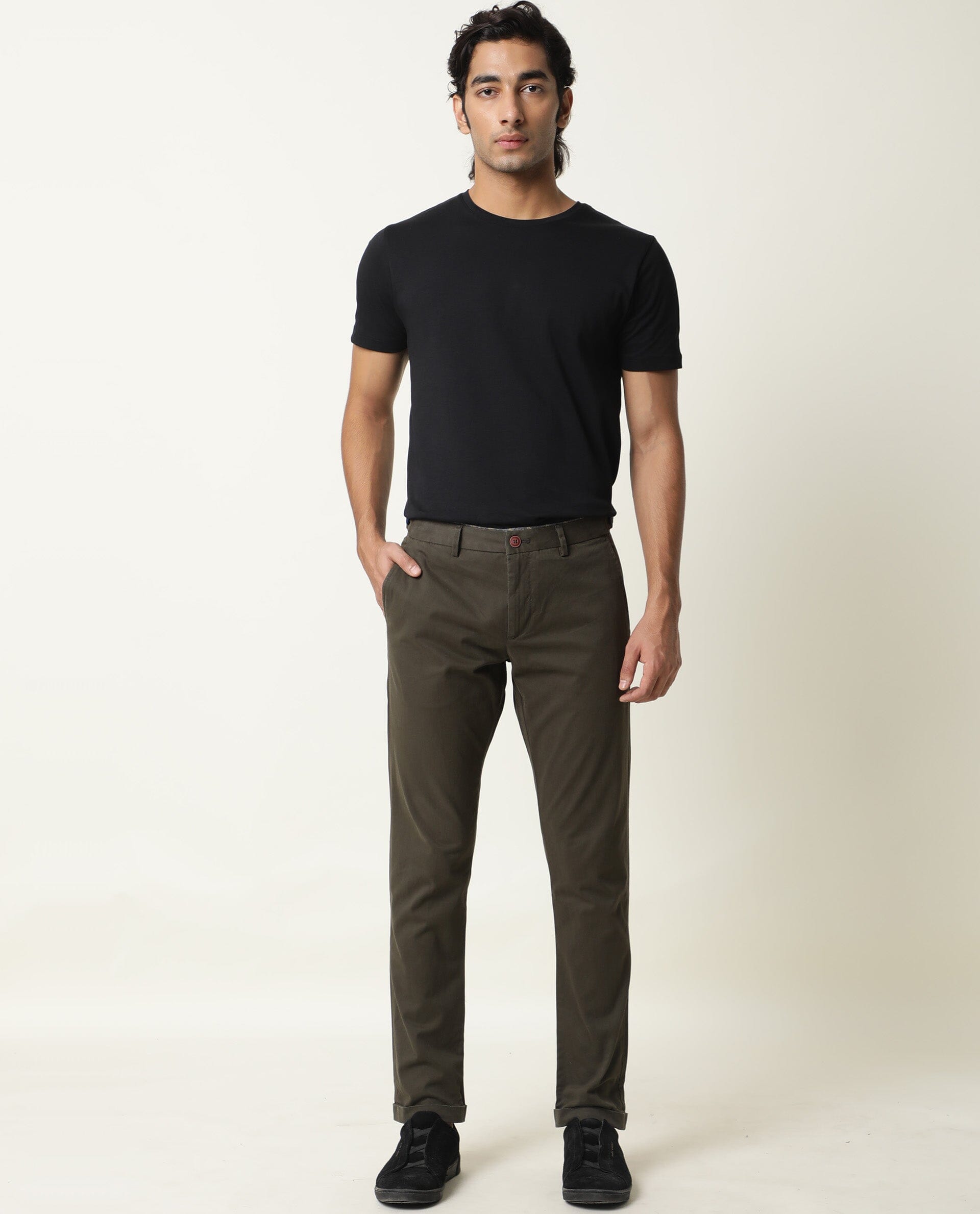 Buy Men Olive Slim Fit Solid Casual Trousers Online  668197  Allen Solly