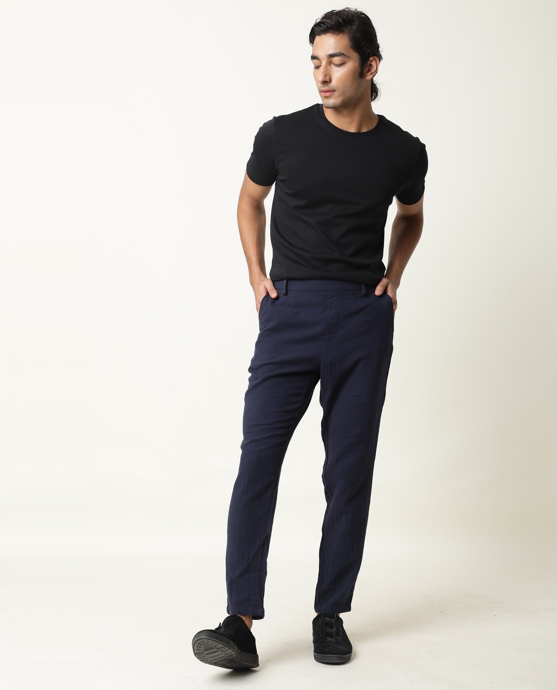 Men's Navy Trousers | M&S