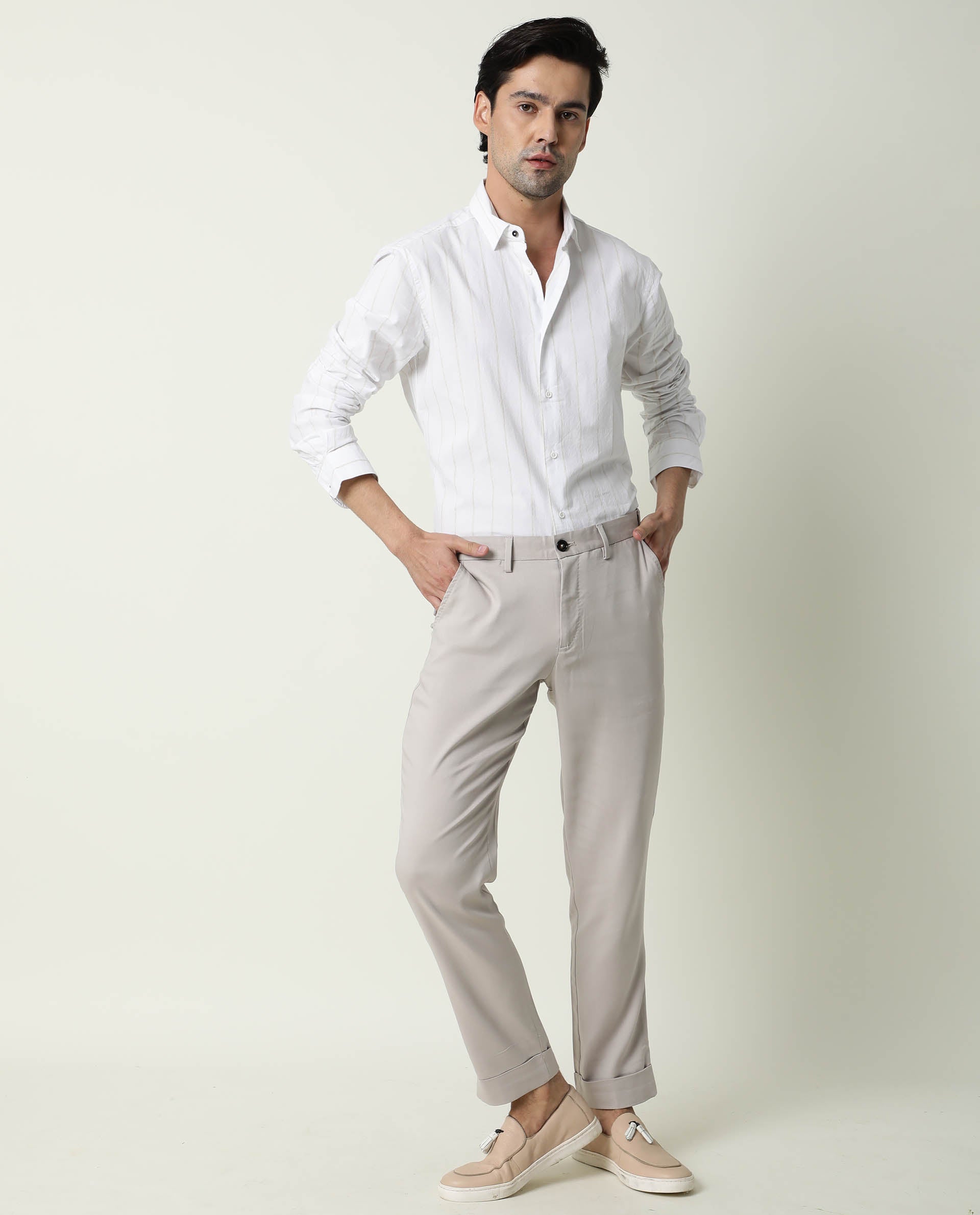 Free Photo  Man in beige shirt and pants casual wear fashion full body