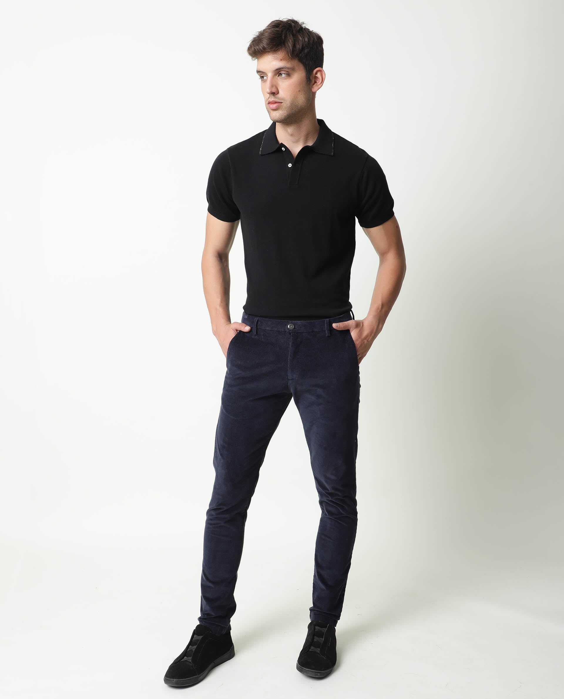 Buy Monte Carlo Men Navy Blue Corduroy Regular Fit Solid Trousers  Trousers  for Men 6146976  Myntra