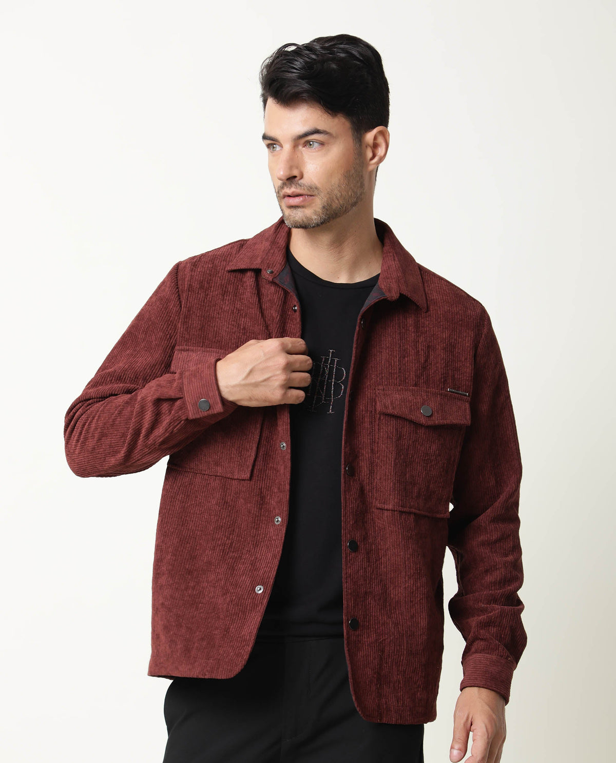 Rare Rabbit Men'S Nelli Maroon Jacket Polyester Fabric Collared Neck Full Sleeves Zipper Closure Slim Fit