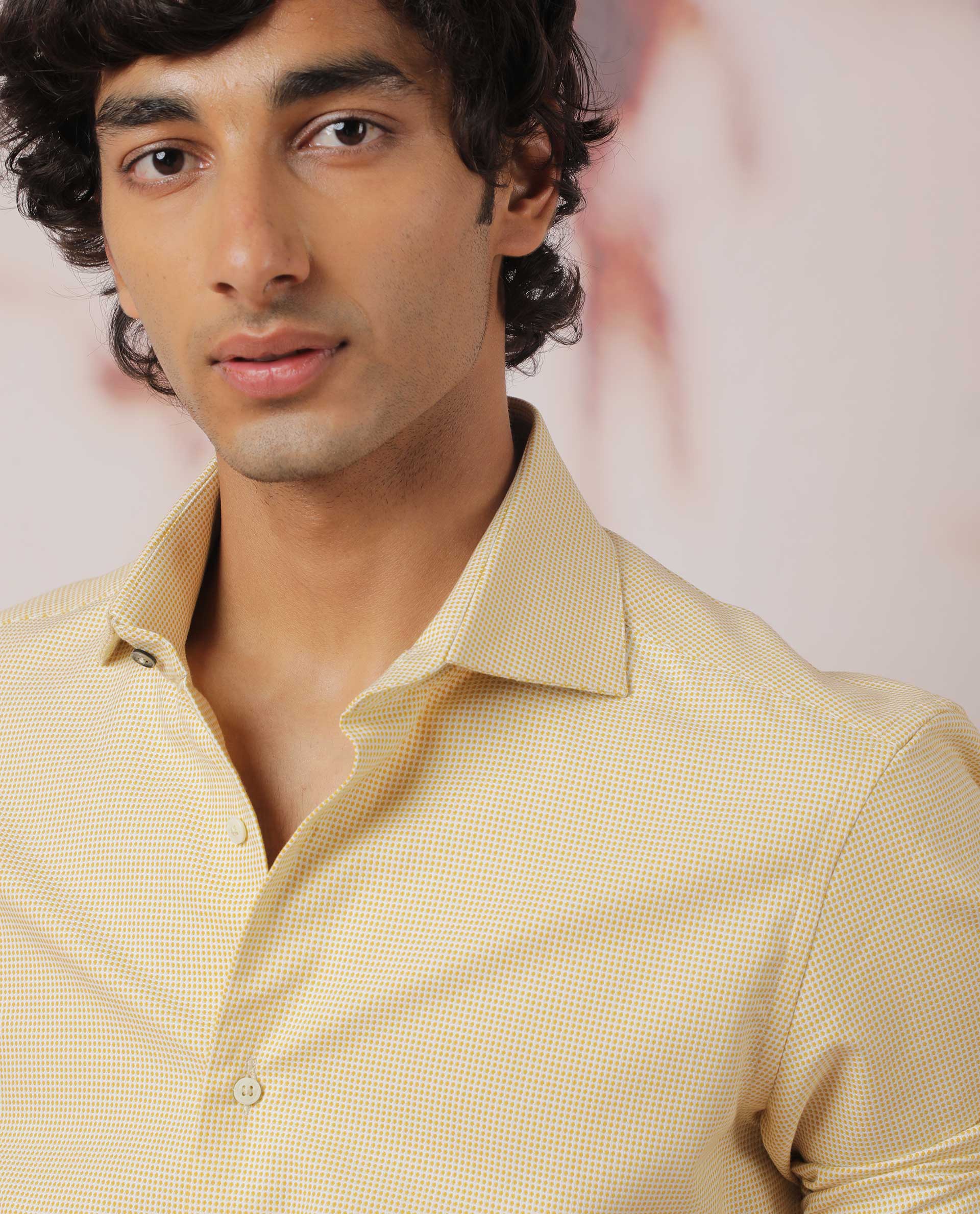 Rare Rabbit Men's Kings Yellow Cotton Fabric Full Sleeves Check Shirt