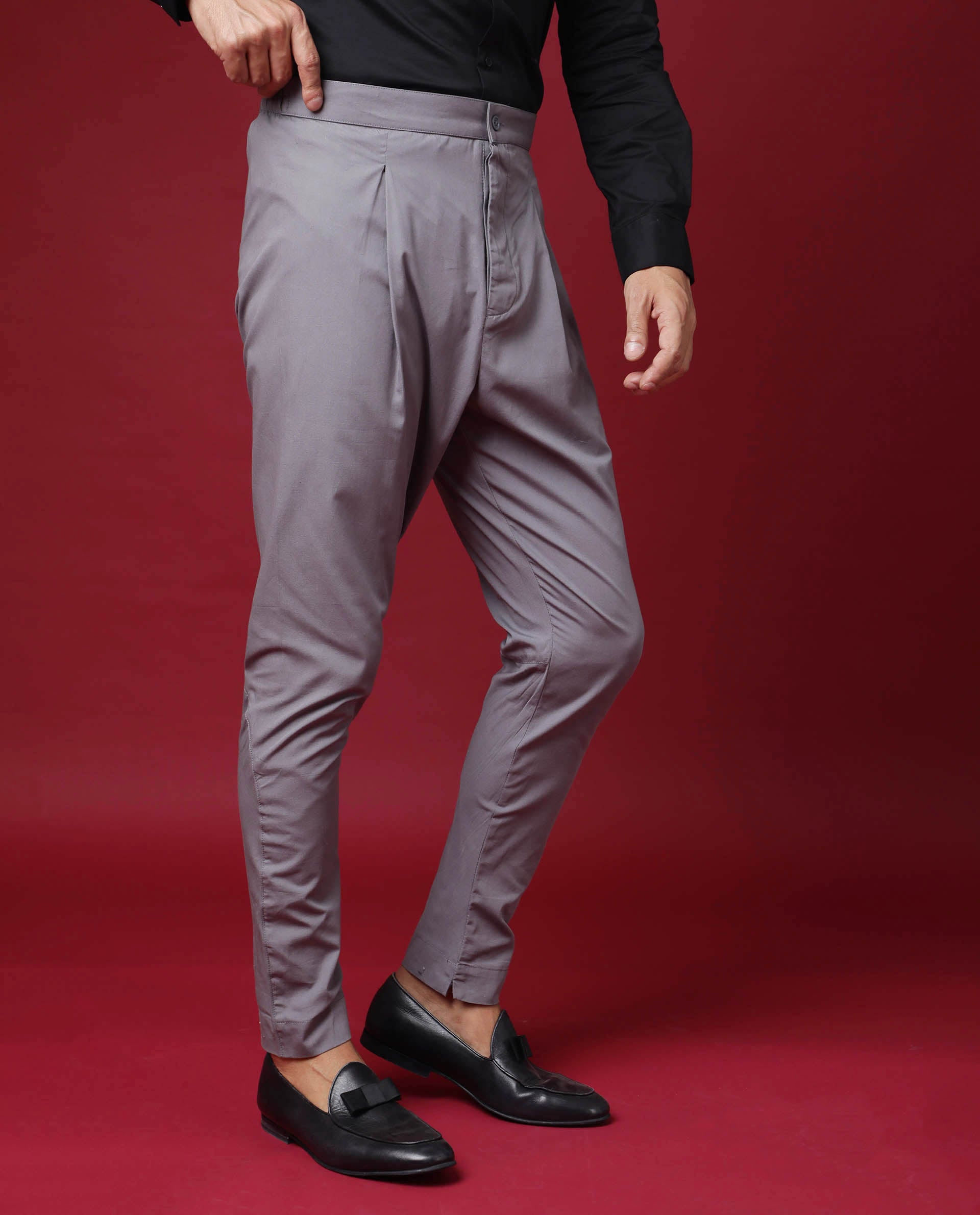 Rare Rabbit Men's Pajama-3 Grey Cotton Plain Slim Fit Pajama