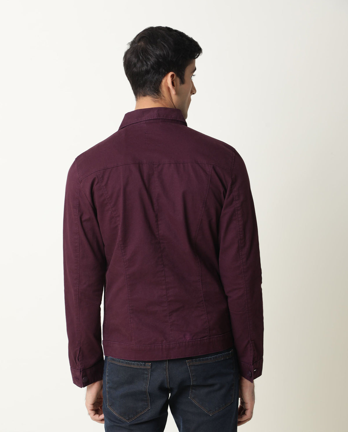 Rare Rabbit Vintage Primary Maroon Jacket Cotton Elastane Fabric Full Sleeve Spread Collar Slim Fit