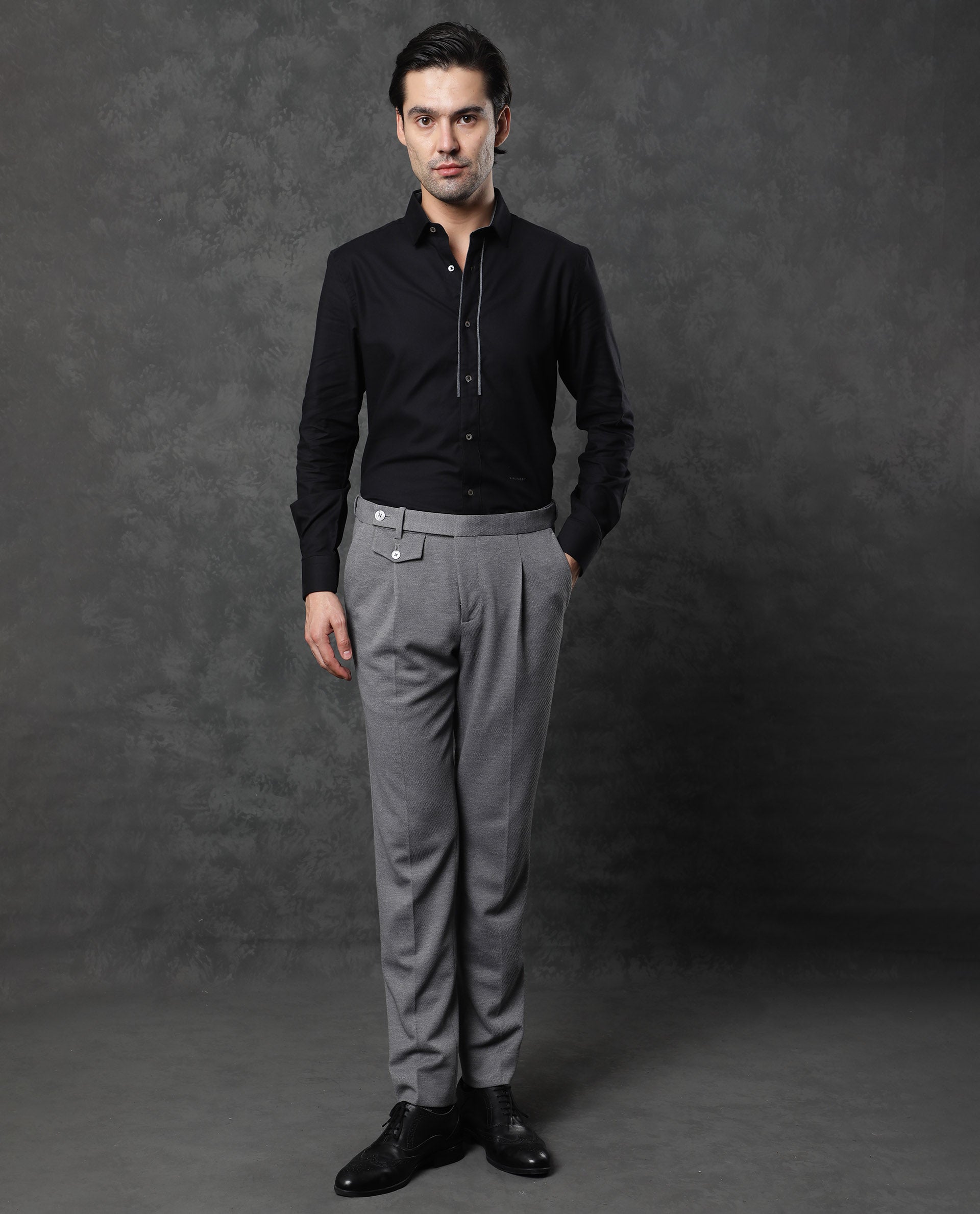 Cotton Dark Grey Shirt And Black Pant, Size: Large And Large at Rs