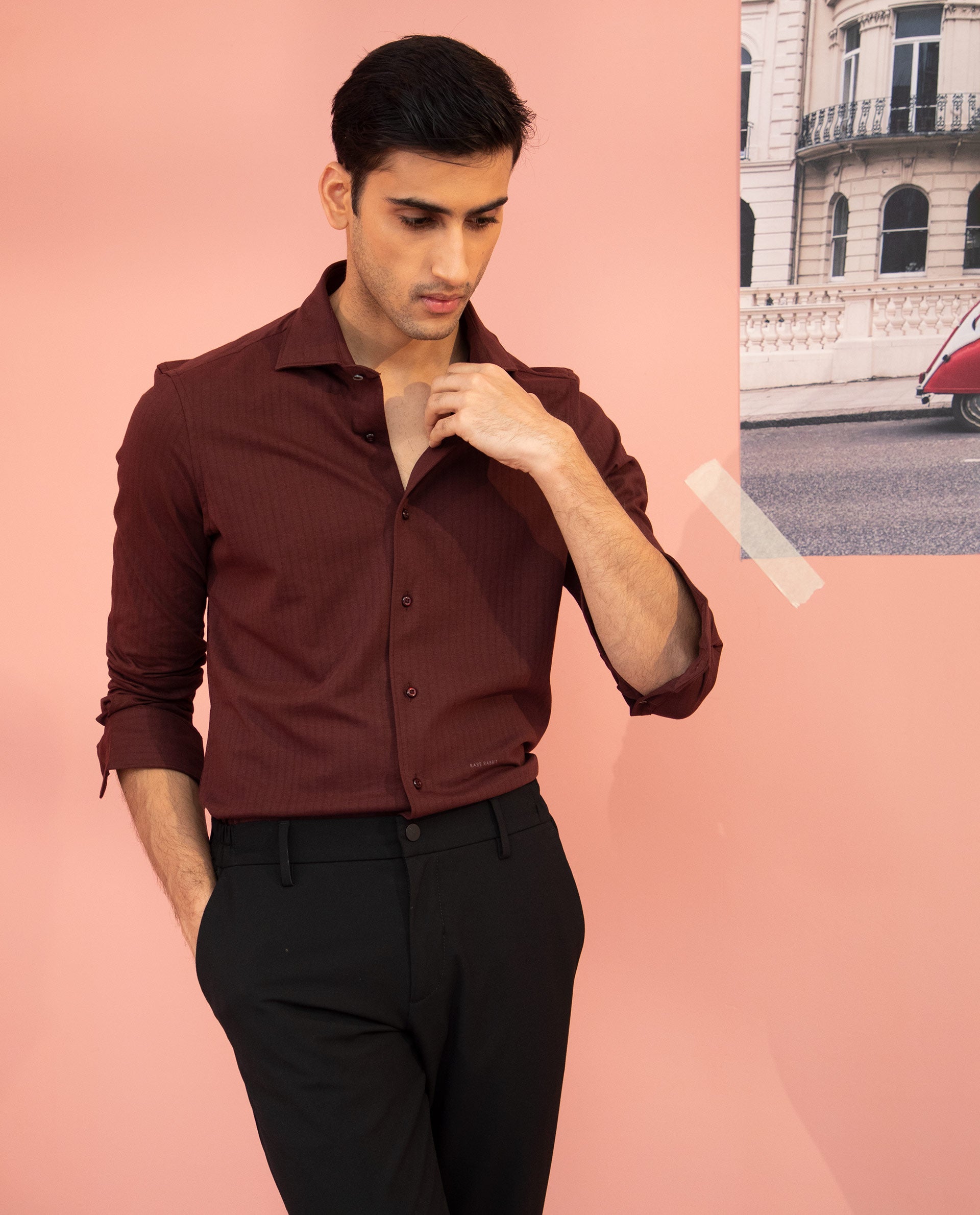 Buy online Maroon Solid Flat Front Formal Trouser from Bottom Wear for Men  by Hangup for ₹859 at 46% off | 2024 Limeroad.com