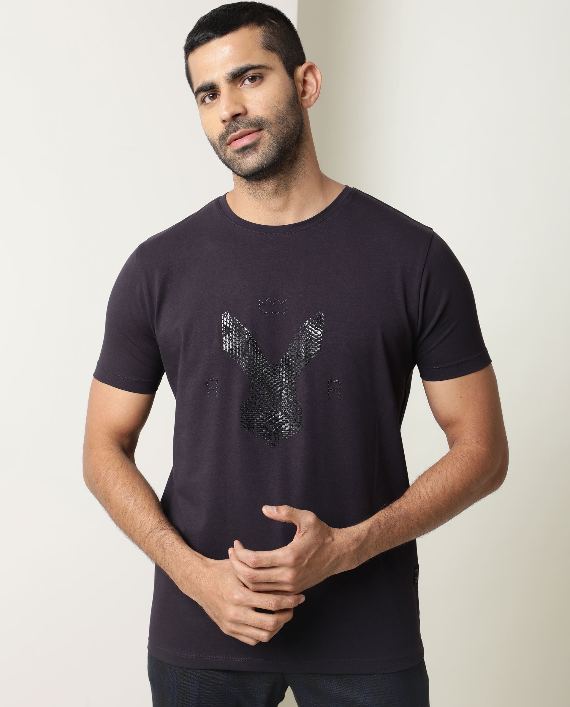 Black V-Neck T-Shirt For Men