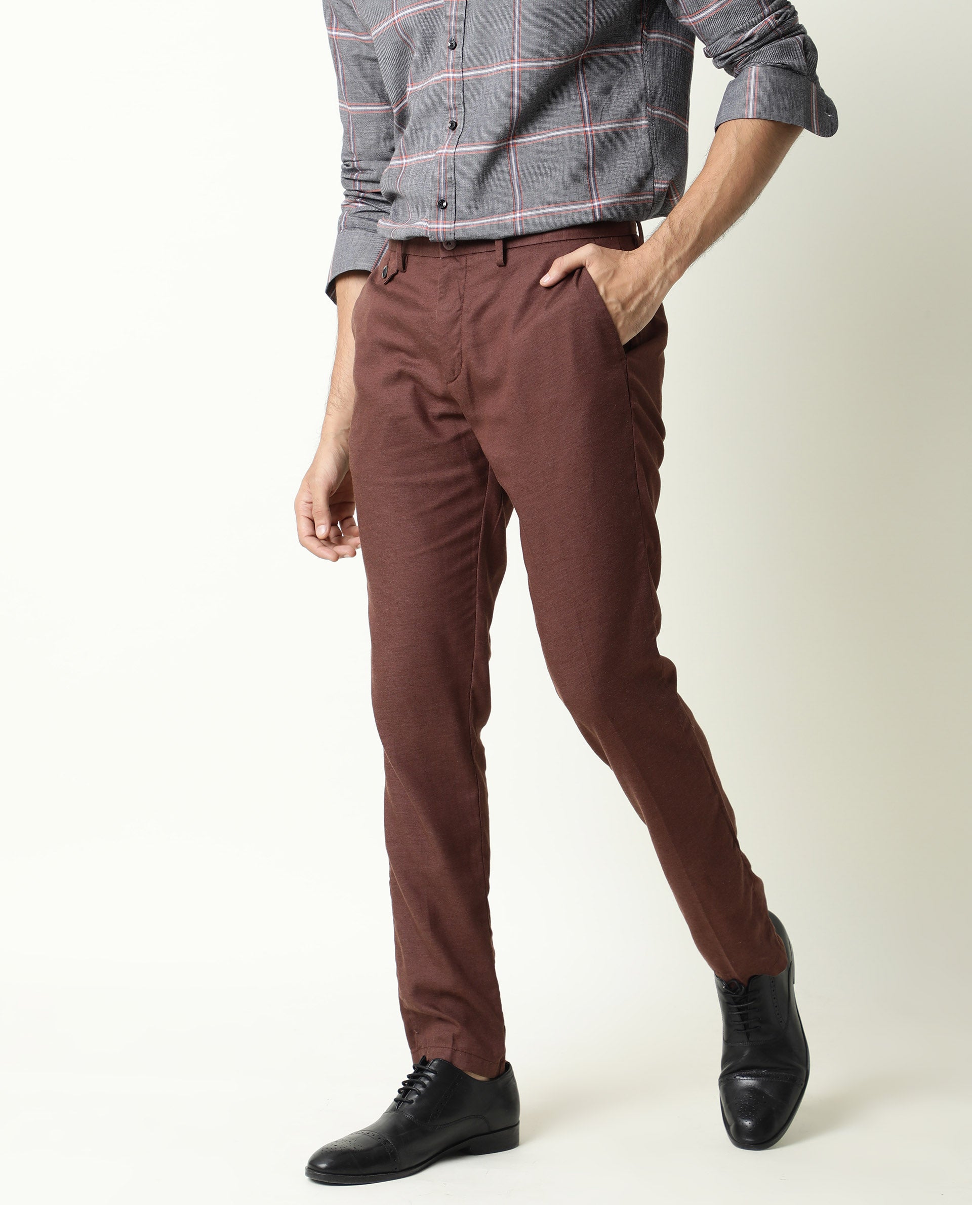 Burgundy Red Flat Front Corduroy Trousers  Peter Christian