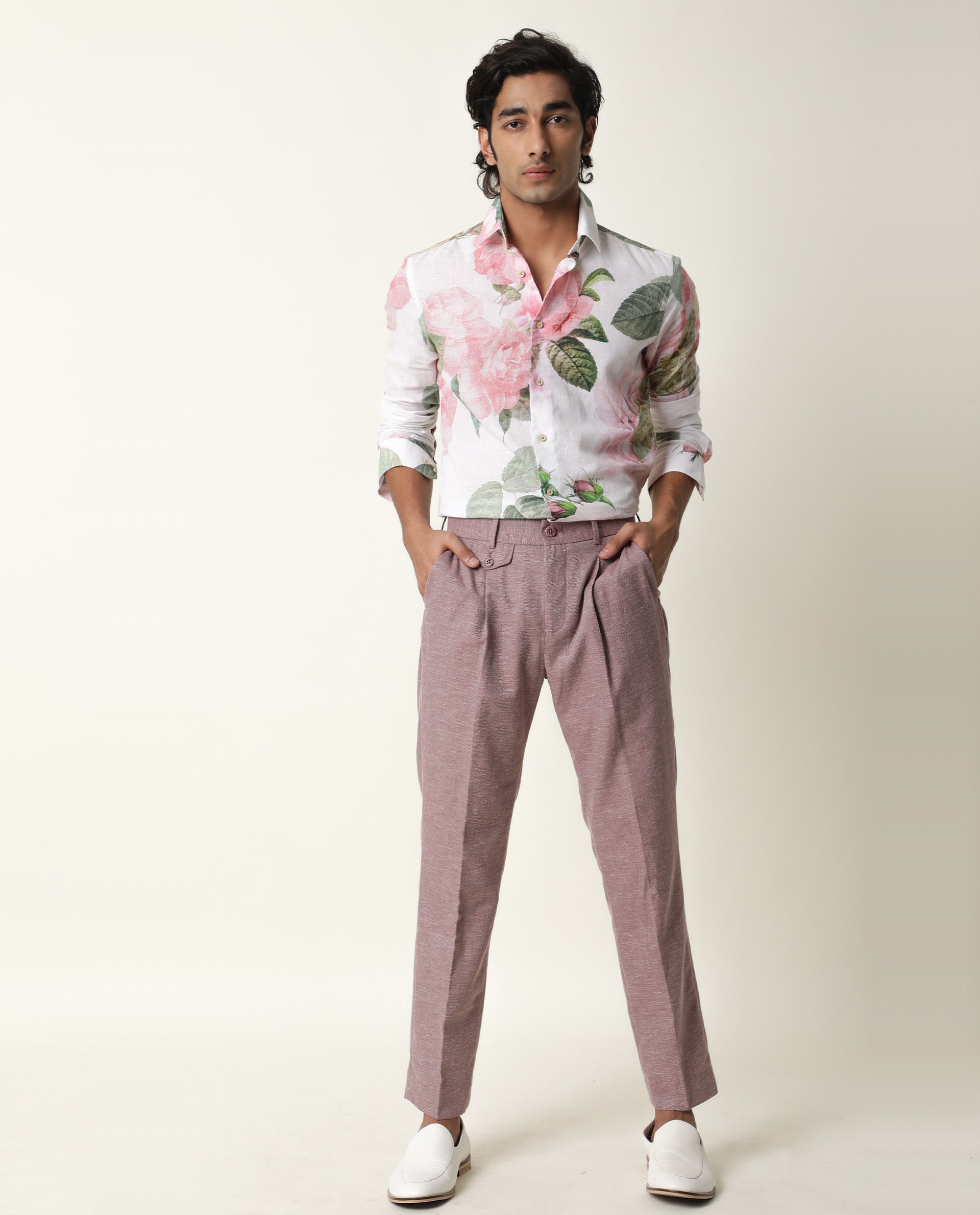 QZH.DUAO EMAOR Floral Printed Casual Pants for Men