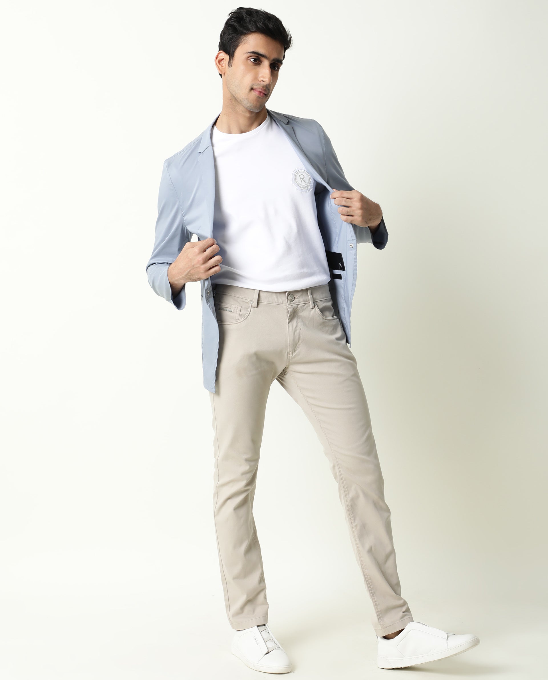 Rare Rabbit Men's Glaze Blue Plain Lightweight Blazer/Jacket