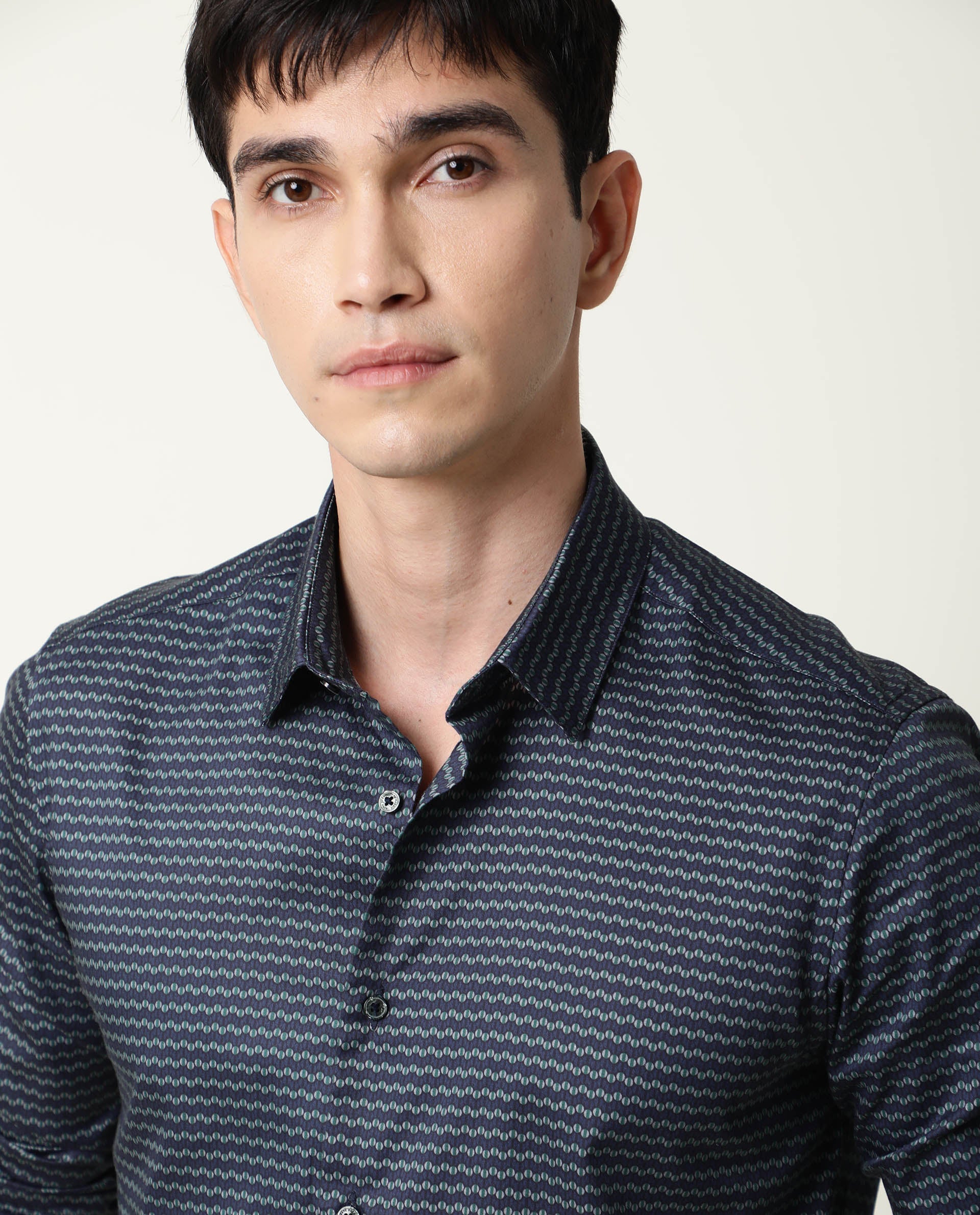 Rare Rabbit Mens Millyy Green Cotton Fabric Full Sleeves Regular Fit Shirt