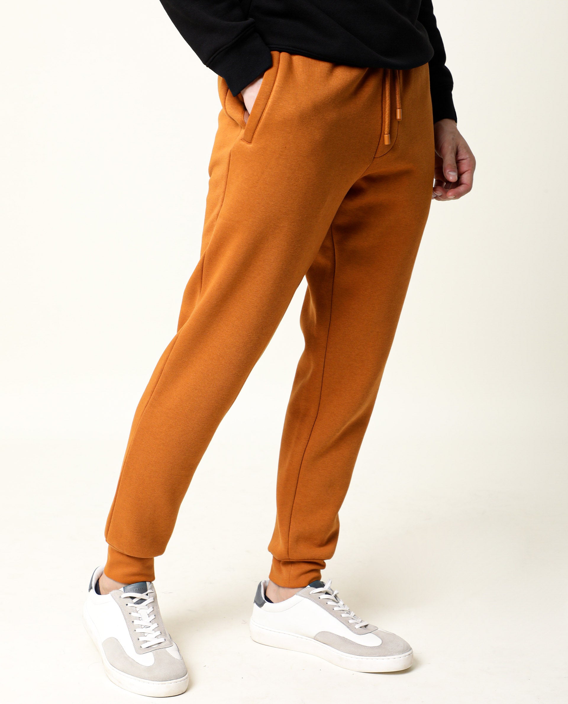 Rare Rabbit Men'S Chase Rust Track Pant Cotton Polyester Fabric Drawstring Slim Fit