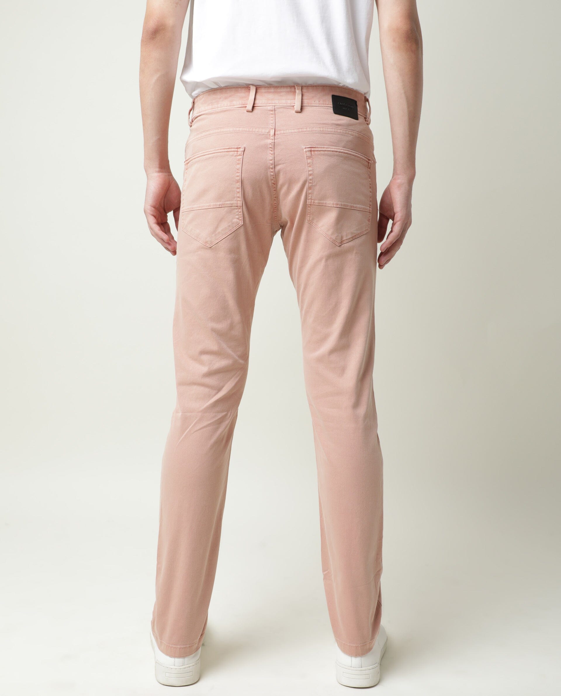 RARE RABBIT FIV5 PRIMARY PINK TROUSER COTTON ELASTANE FABRIC SLIM FIT BUTTON & ZIP CLOSURE