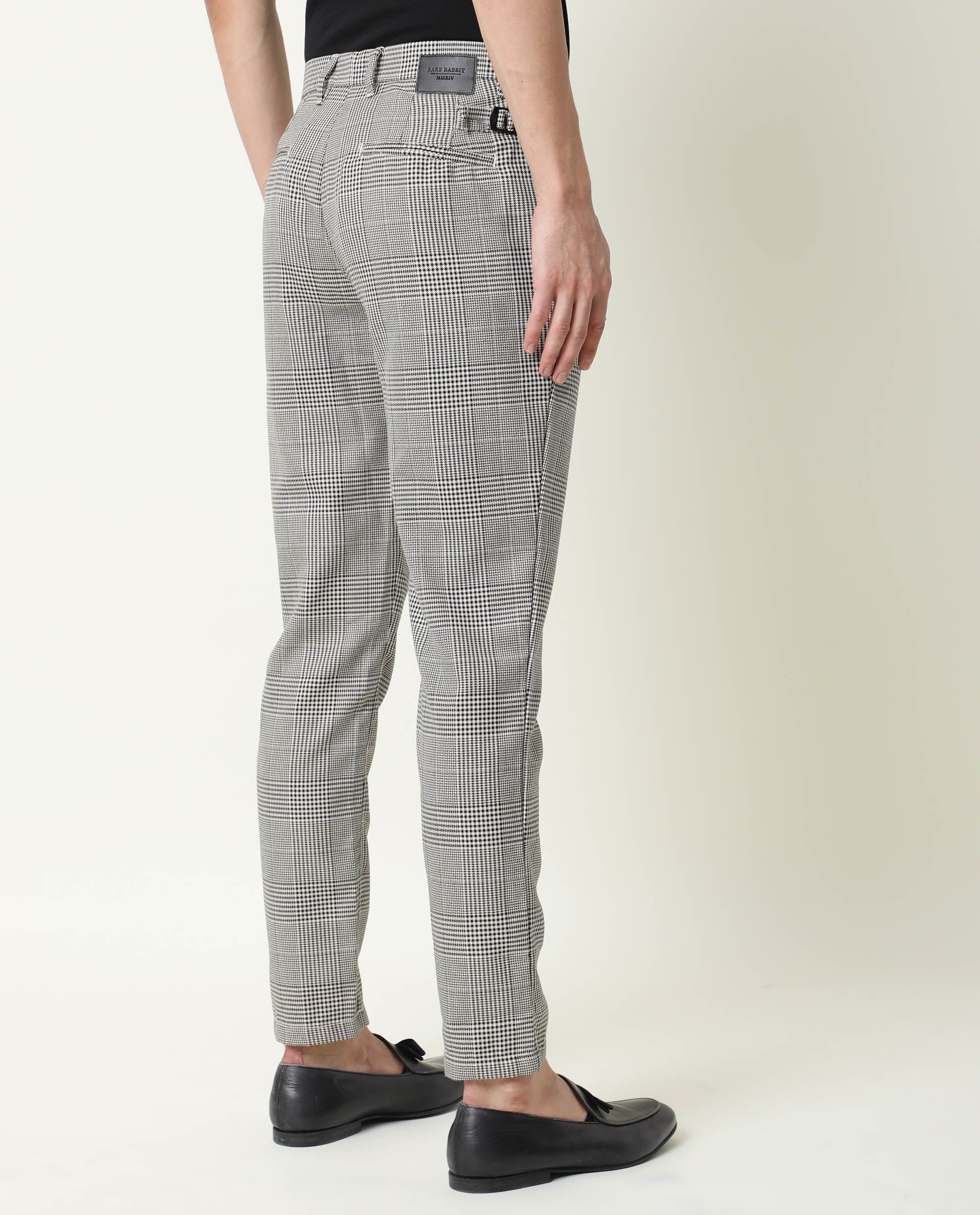 Rare Rabbit Men's Grayson Black Solid Mid-Rise Regular Fit Trouser