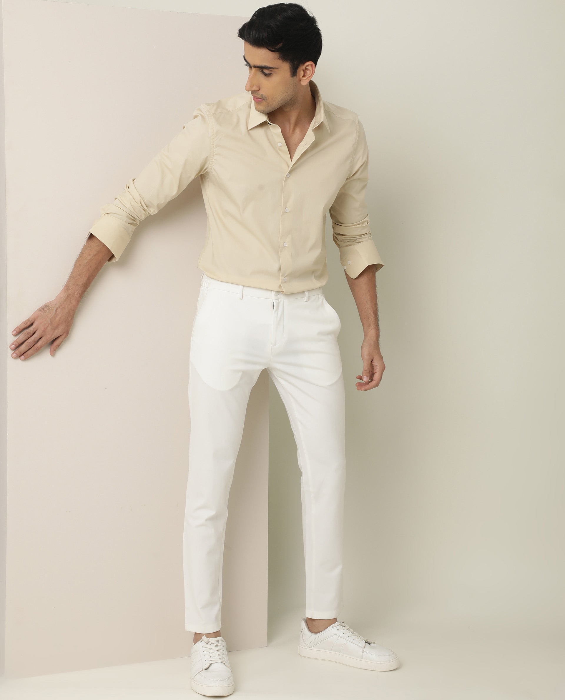 Buy Ekam By Manish Beige Cotton Trouser Online  Aza Fashions