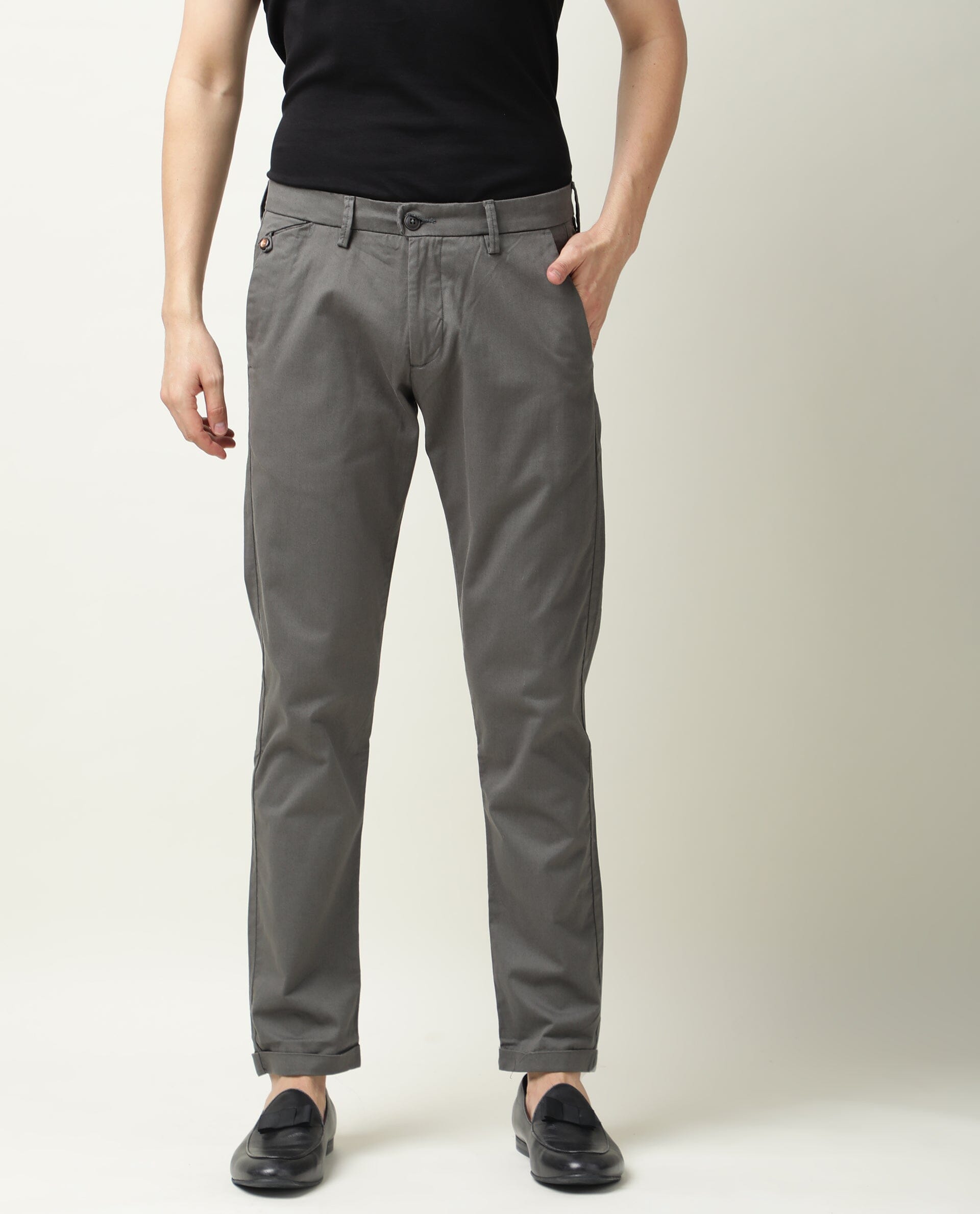 Shop Stylish Dark Grey Stretchable Pants for Men Online