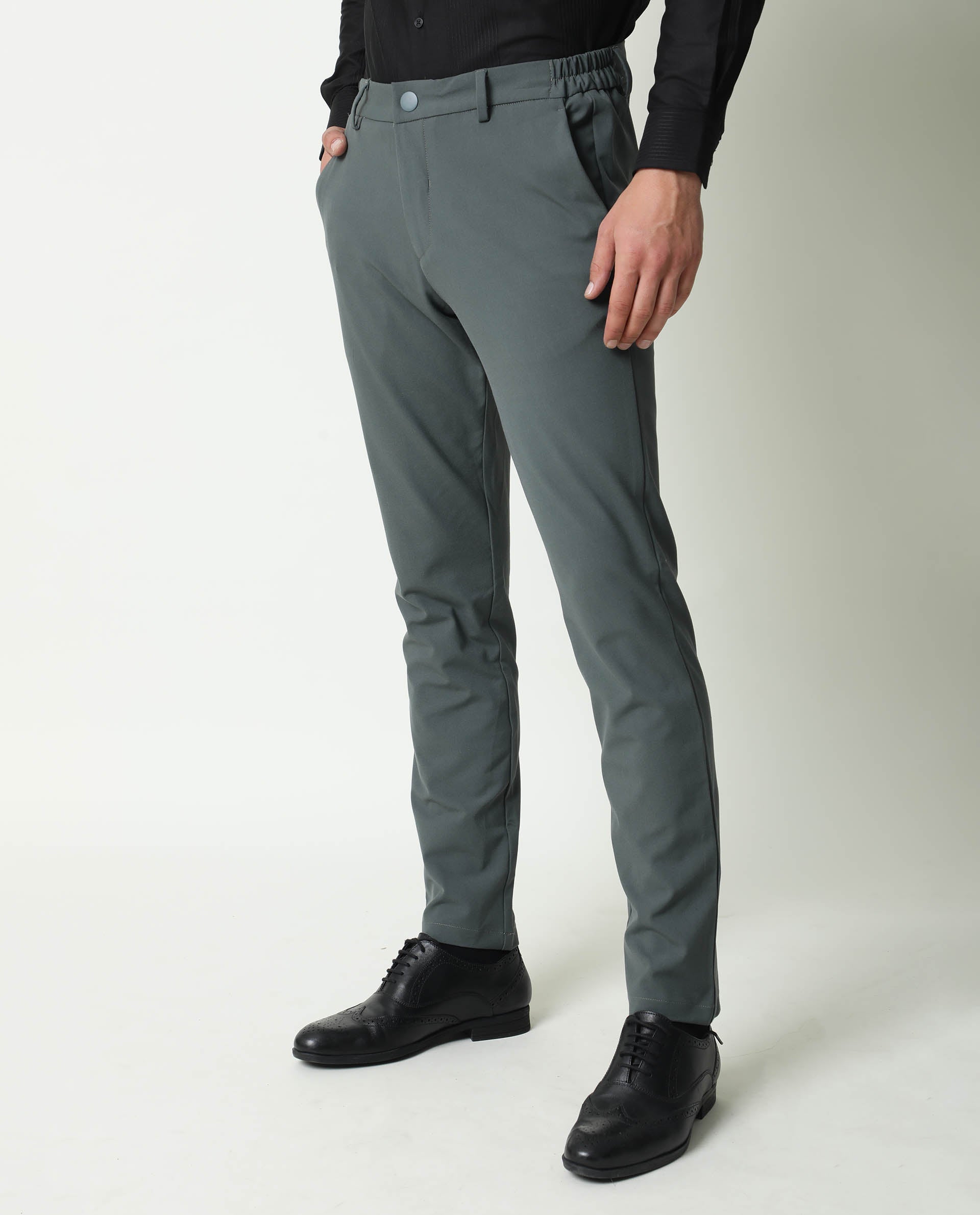 Cantabil Mens Light Grey Formal Trousers