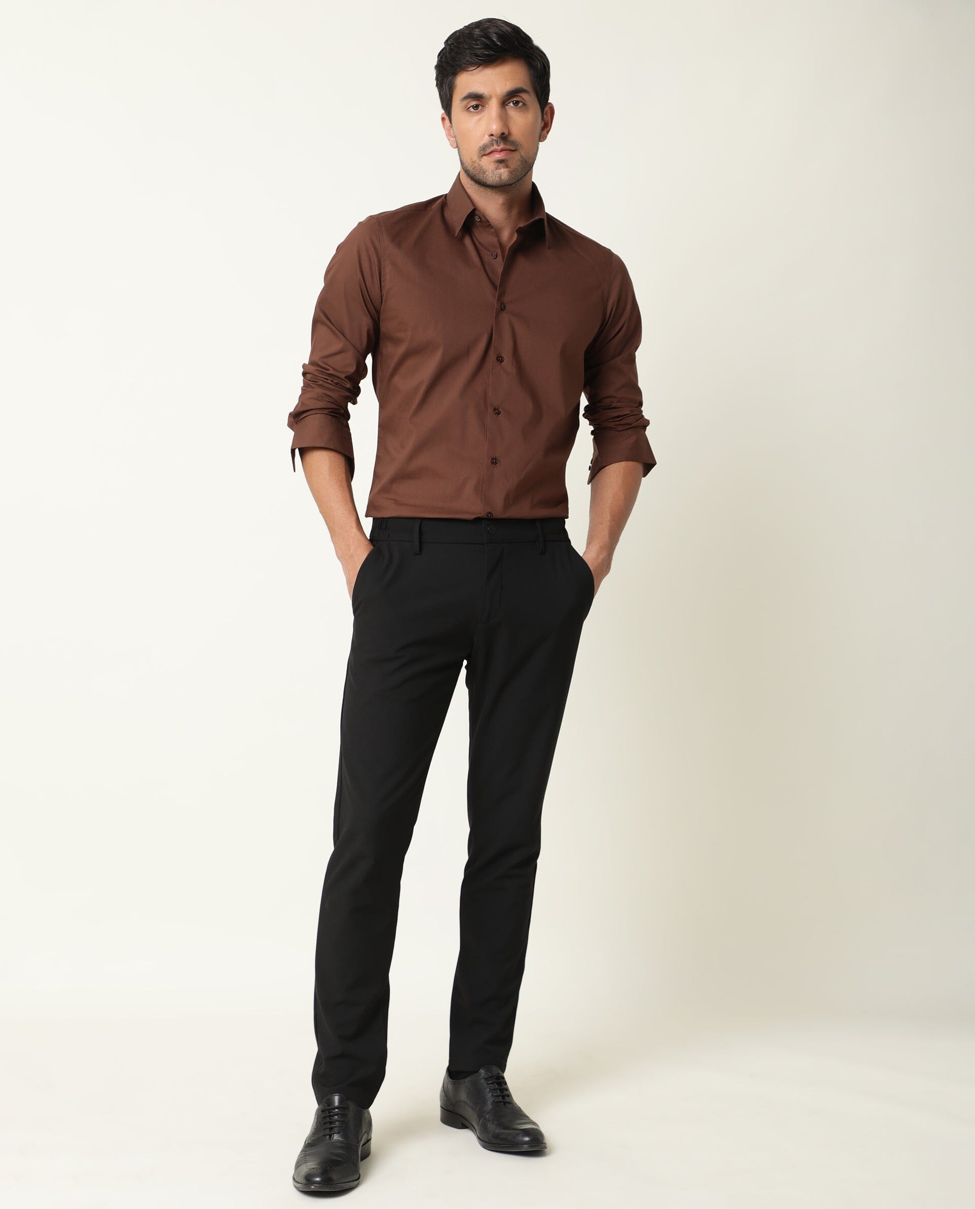 Buy Men Brown Super Slim Fit Check Full Sleeves Leisure Sport Shirt Online  - 418062 | Louis Philippe