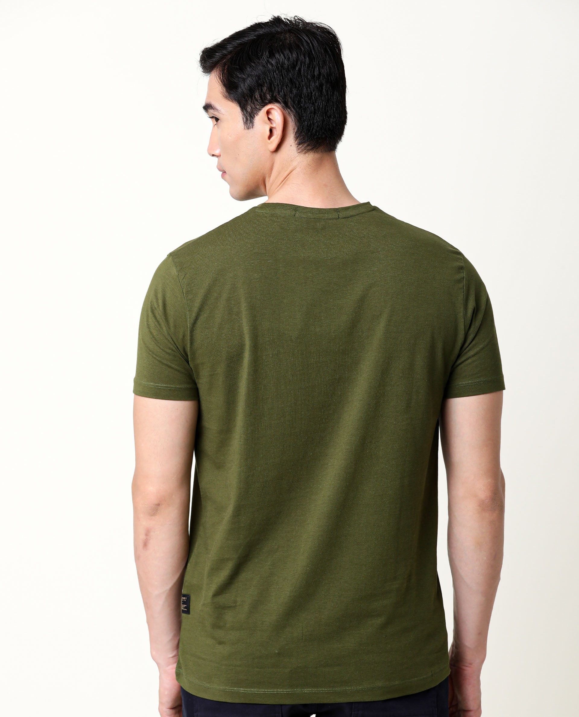 Rare Rabbit Men's Gavin Green Crew Neck HD Graphic Print Branded Half Sleeves T-Shirt