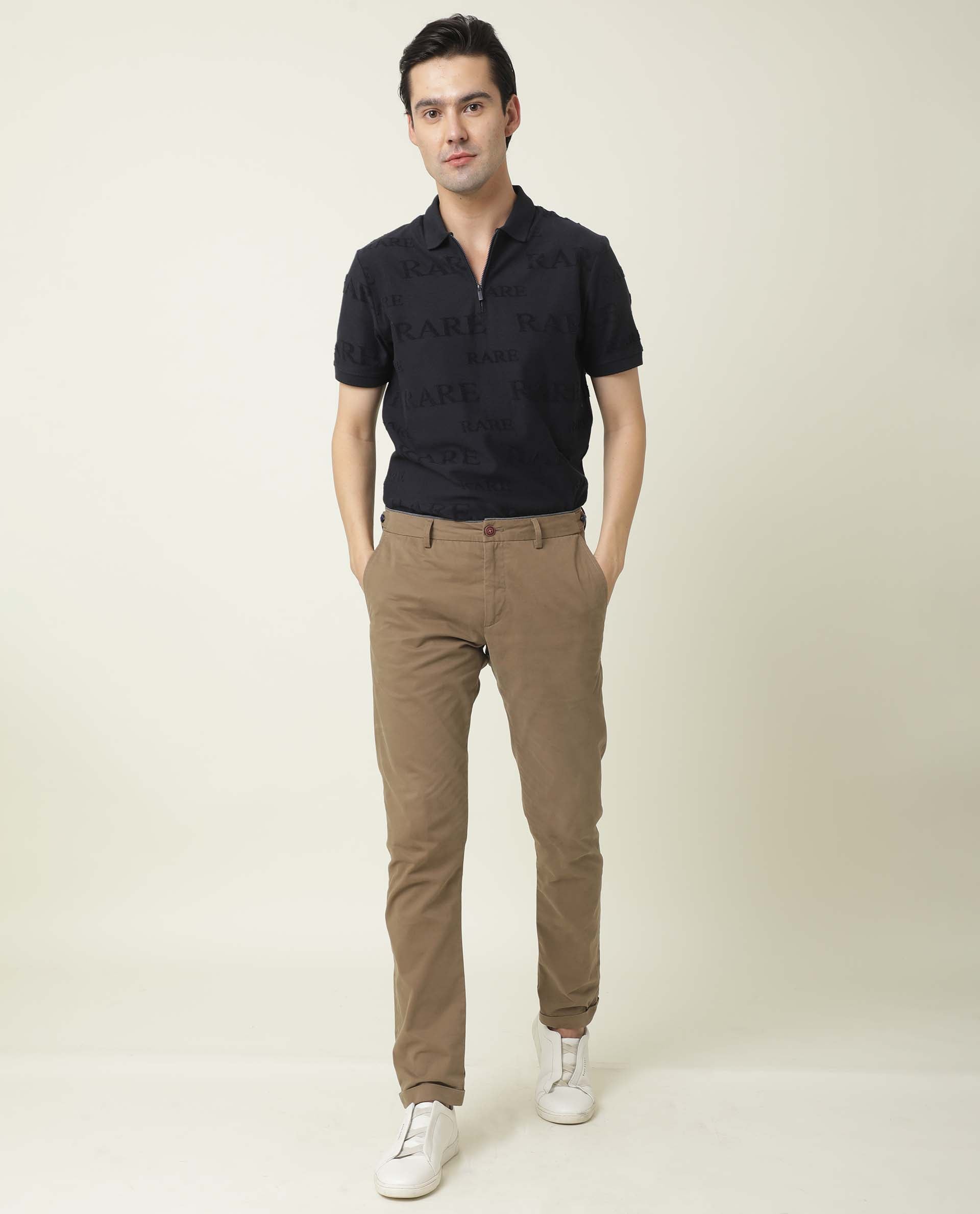 SREY Police Khaki  Police Khaki Combo Slim Fit Formal Trouser For Men
