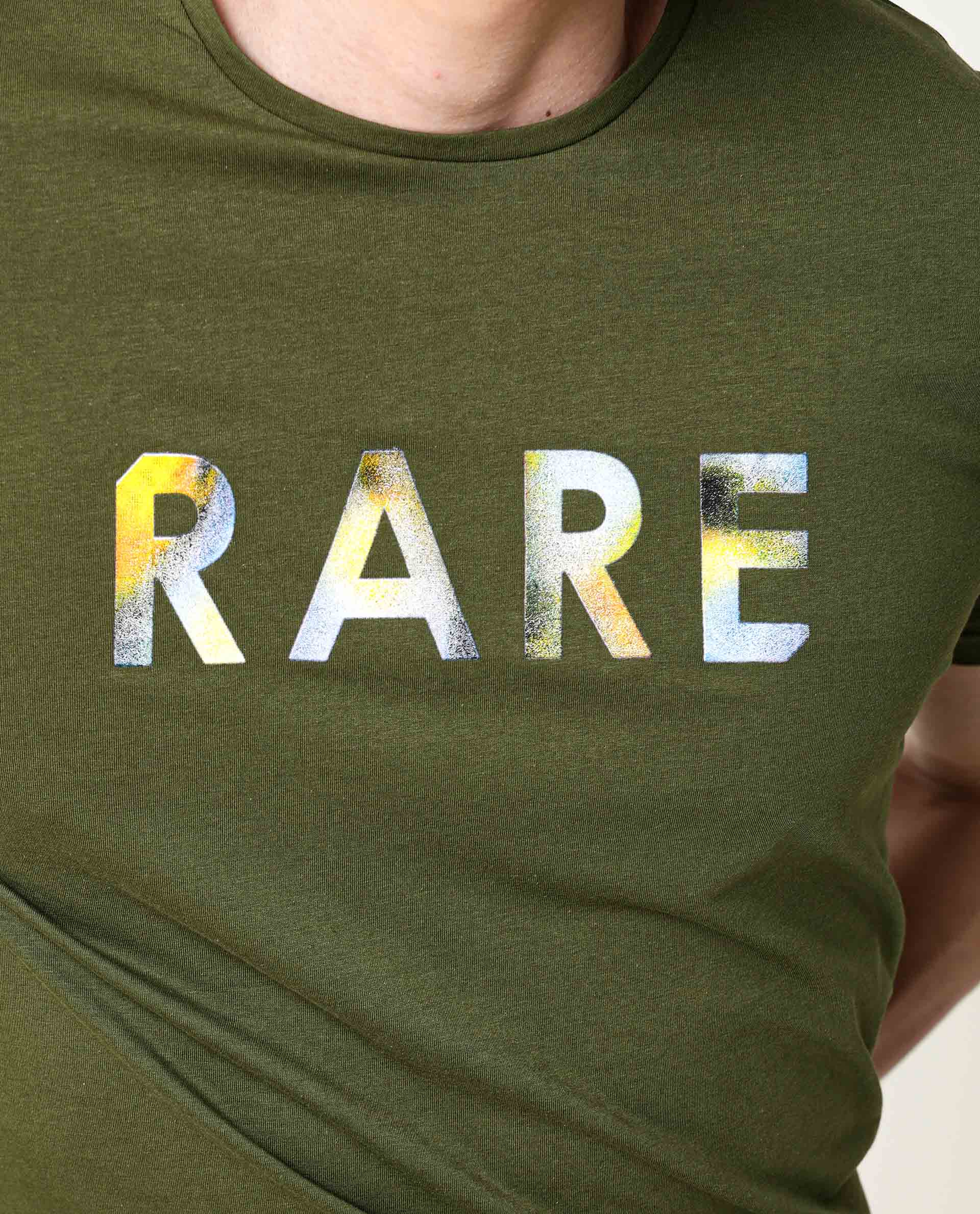 Rare Rabbit Men's Gavin Green Crew Neck HD Graphic Print Branded Half Sleeves T-Shirt