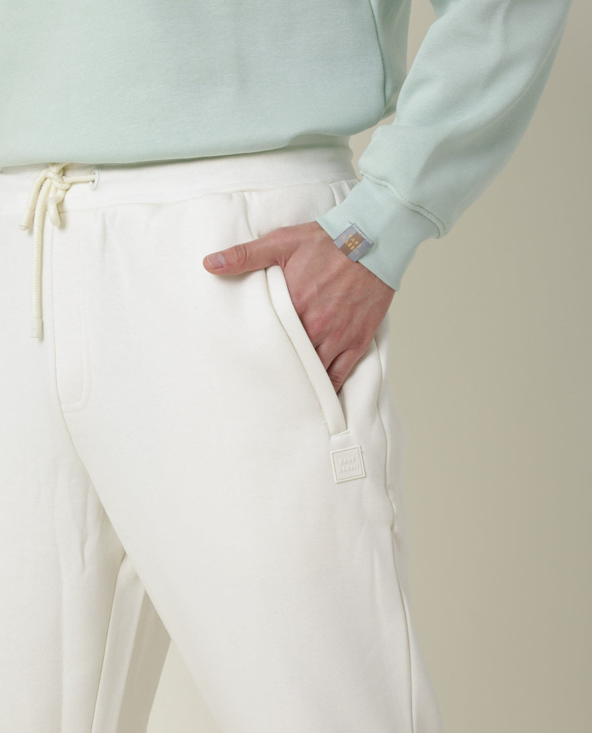 RARE RABBIT MEN'S PANAMA OFFWHITE TRACK PANT COTTON POLY FABRIC SLIM FIT MID RISE