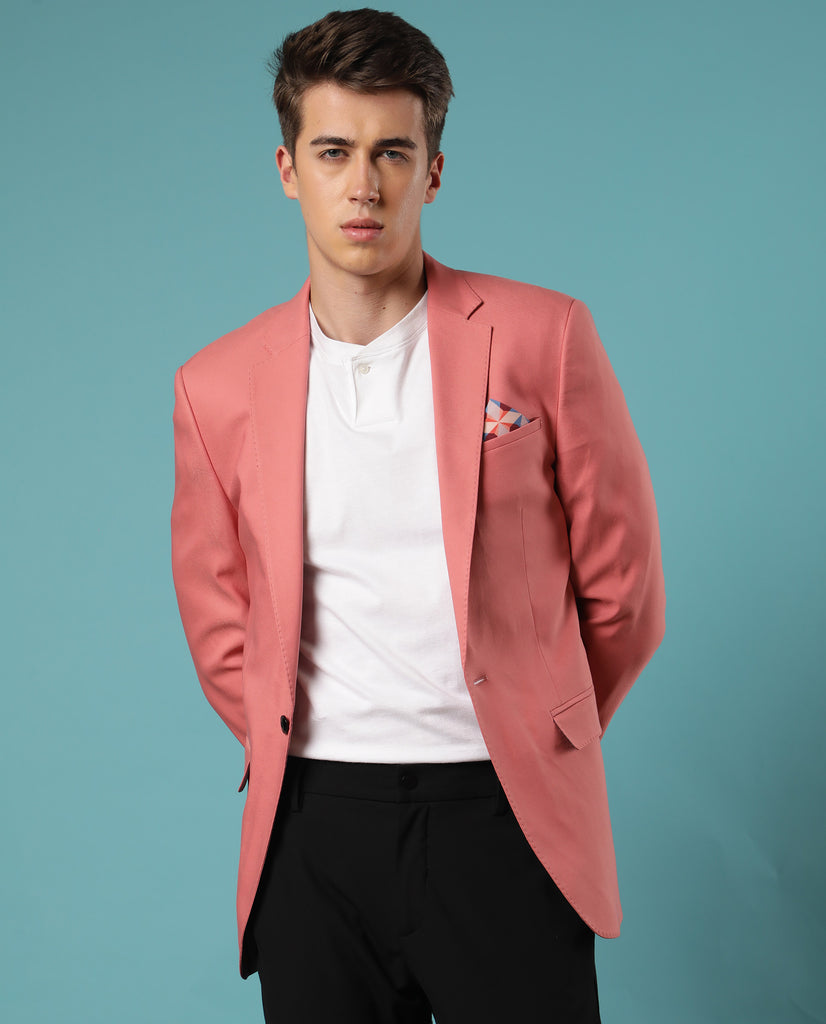 Party Wear Dusty Pink Jacket Men's Dusty Pink Plain Poly