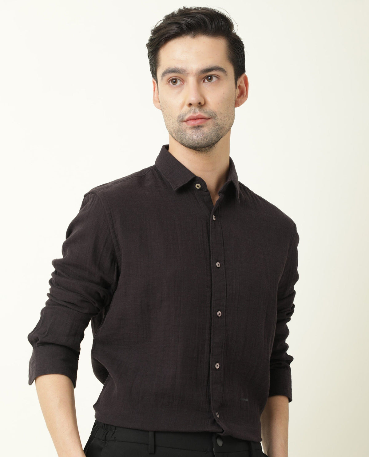 RARE RABBIT LAYERR DARK PURPLE SHIRT COTTON FABRIC FULL SLEEVE SPREAD COLLAR SLIM FIT