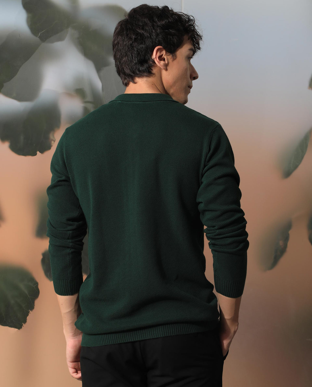 RARE RABBIT MEN'S ALIAS DARK GREEN SHIRT COTTON FABRIC COLLARED NECK FULL SLEEVES