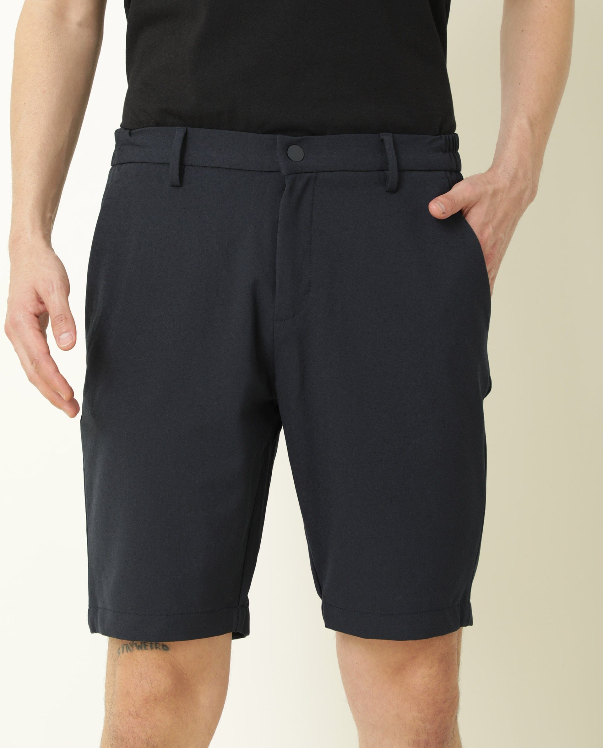 Rare Rabbit Mens Trip Navy Mid Rise Regular Fit Solid Shorts