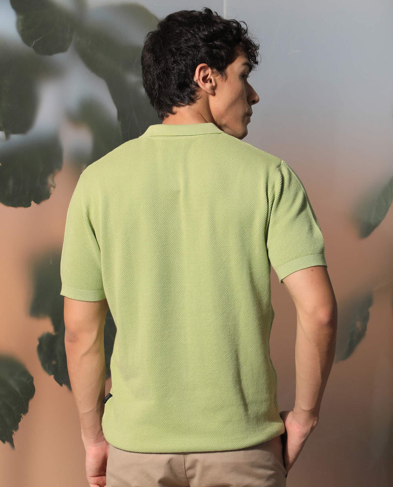 Rare Rabbit Men'S Alias Ss Light Green Shirt Cotton Fabric Collared Neck Short Sleeves Solid Print