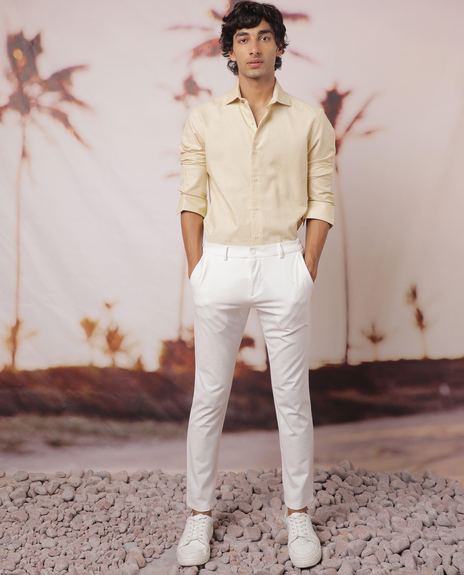 Rare Rabbit Men's Kings Yellow Cotton Fabric Full Sleeves Check Shirt