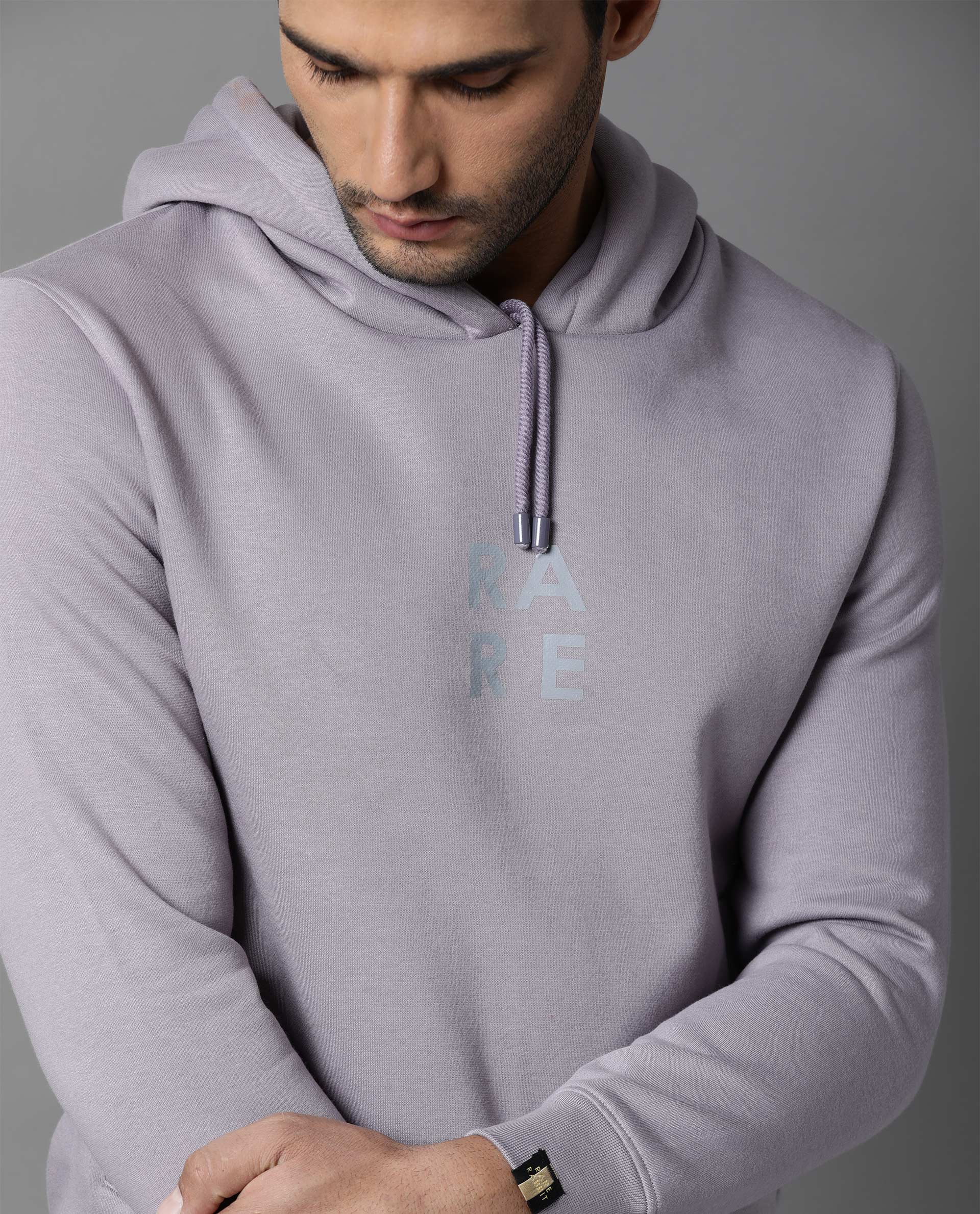 RARE RABBIT LOGGS PRIMARY PURPLE SWEATSHIRT COTTON POLY FABRIC FULL SLEEVE HOODIE SLIM FIT