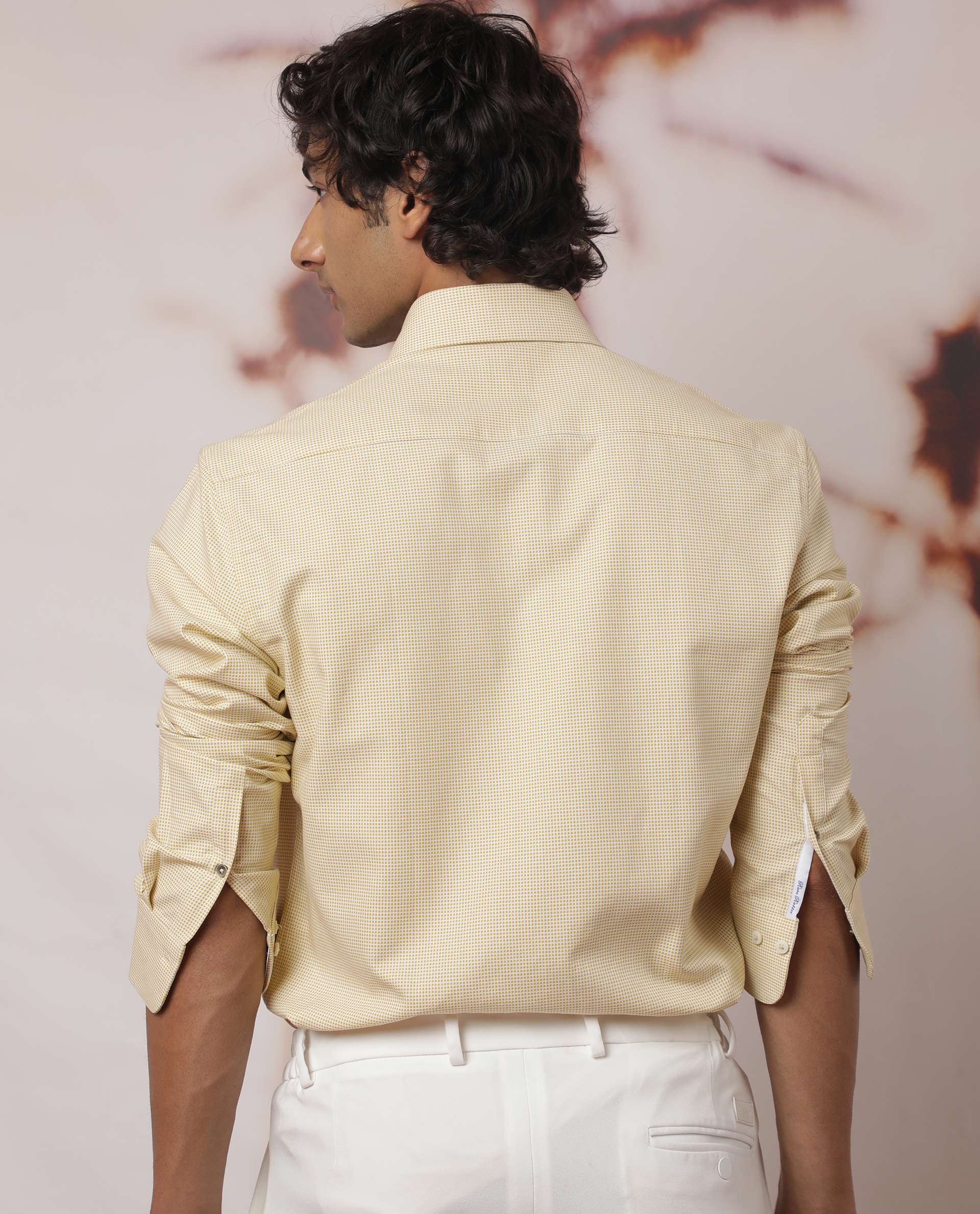 Rare Rabbit Men's Kings Yellow Cotton Fabric Full Sleeves Check Shirt