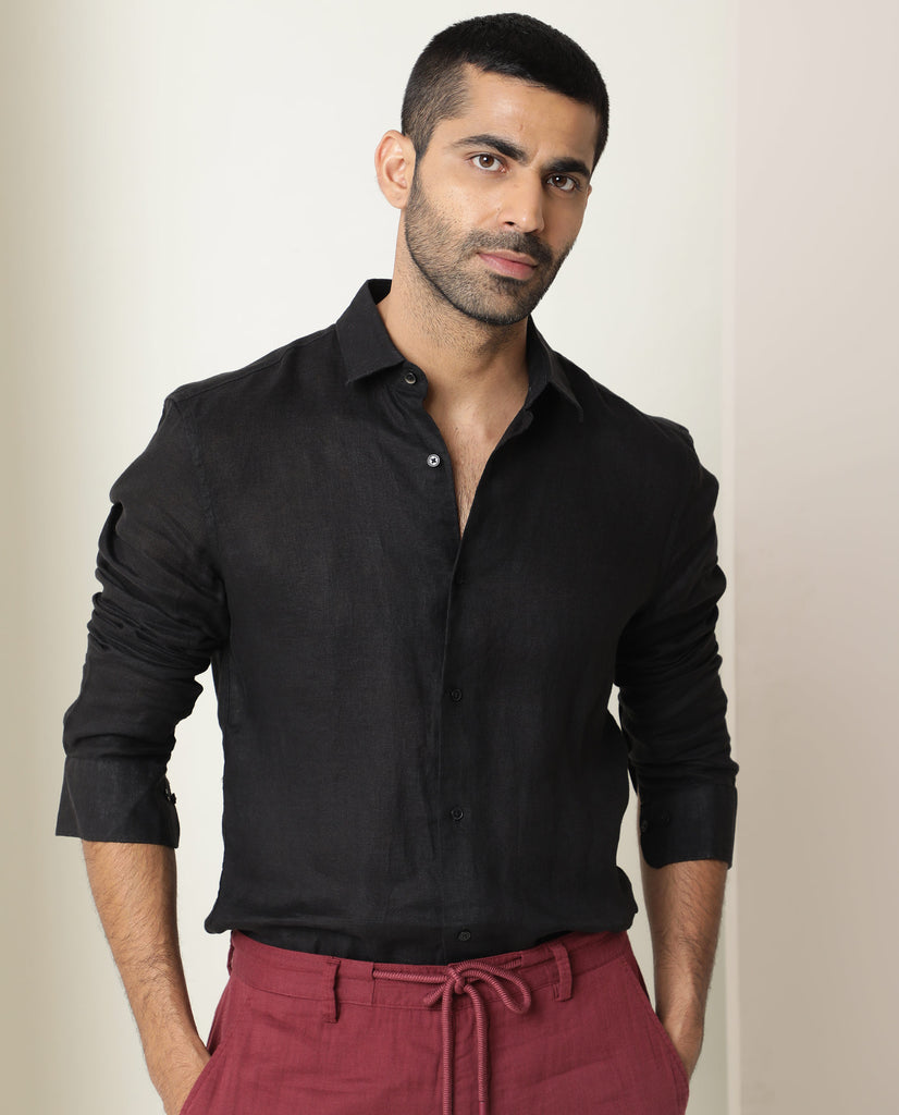 Ravin Trendy Full Buttoned Black Shirt For Men, Black, S: Buy Online at  Best Price in Egypt - Souq is now