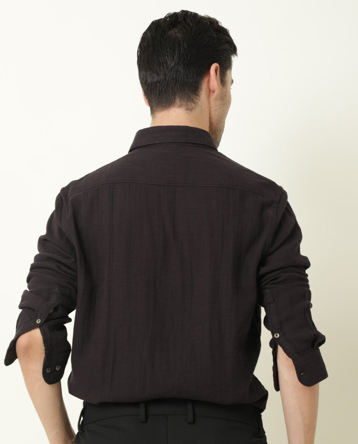 RARE RABBIT LAYERR DARK PURPLE SHIRT COTTON FABRIC FULL SLEEVE SPREAD COLLAR SLIM FIT