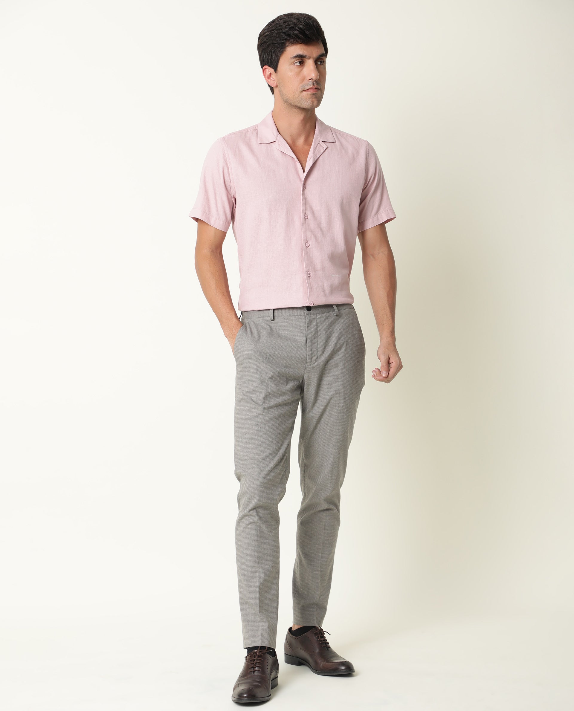 Grey Vertical Striped Dress Pants with Pink Shirt Dressy Outfits For Men (2  ideas & outfits) | Lookastic