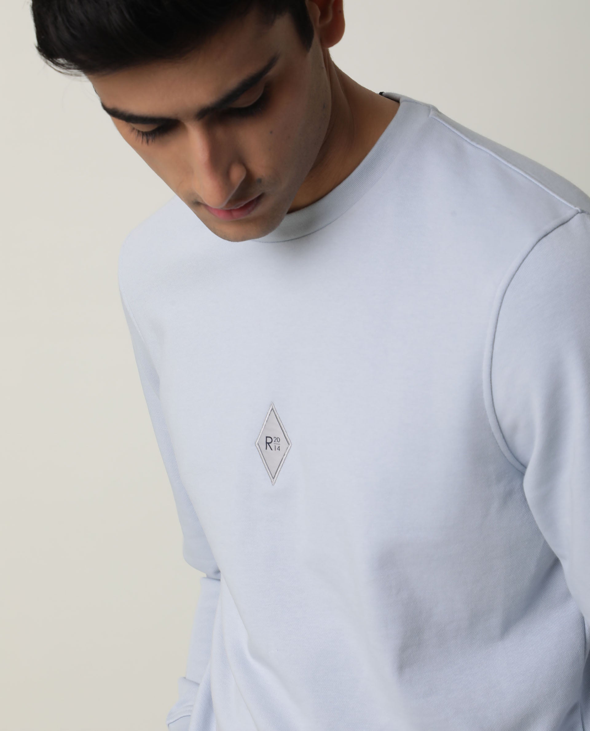 Rare Rabbit Jade Primary Blue Sweatshirt Cotton Poly Fabric Full Sleeve Crew Neck Slim Fit