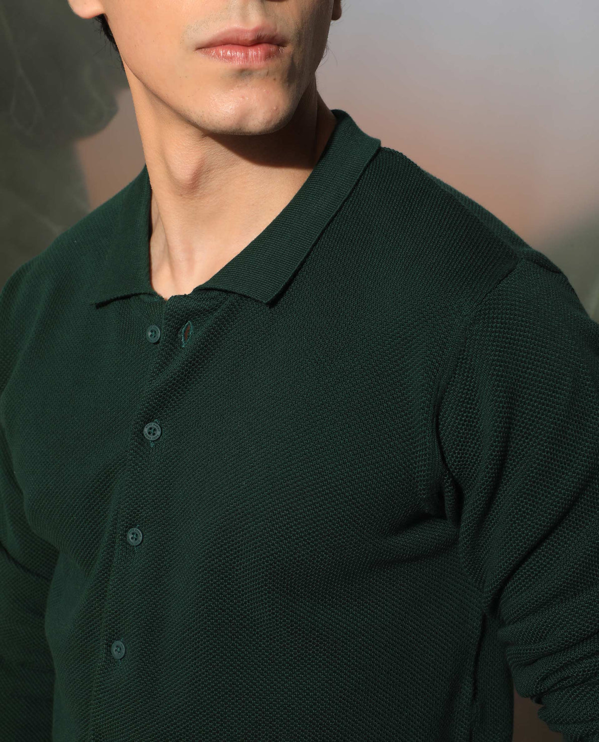 RARE RABBIT MEN'S ALIAS DARK GREEN SHIRT COTTON FABRIC COLLARED NECK FULL SLEEVES