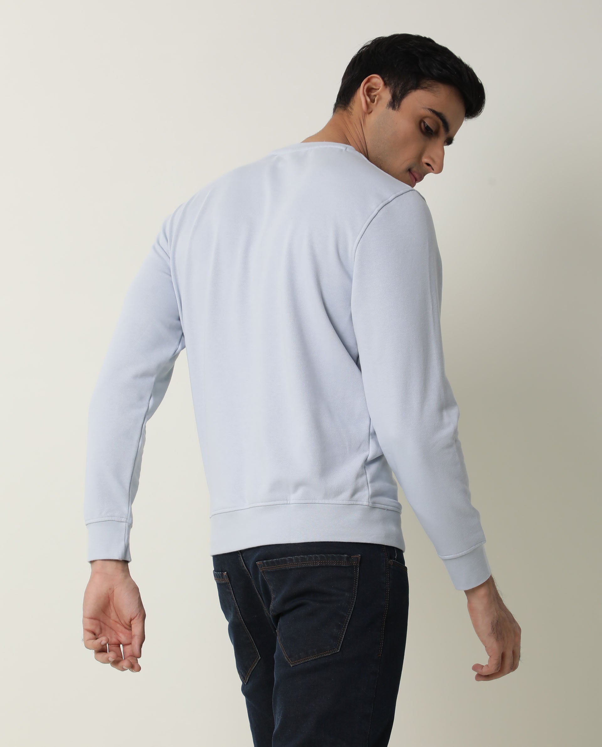 Rare Rabbit Jade Primary Blue Sweatshirt Cotton Poly Fabric Full Sleeve Crew Neck Slim Fit