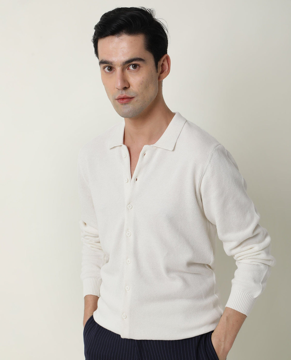 RARE RABBIT ALIAS PRIMARY WHITE SHIRT COTTON FABRIC FULL SLEEVE SPREAD COLLAR SLIM FIT
