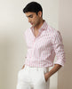 Rare Rabbit Men's Lido Pink Cotton Fabric Full Sleeves Striped Shirt