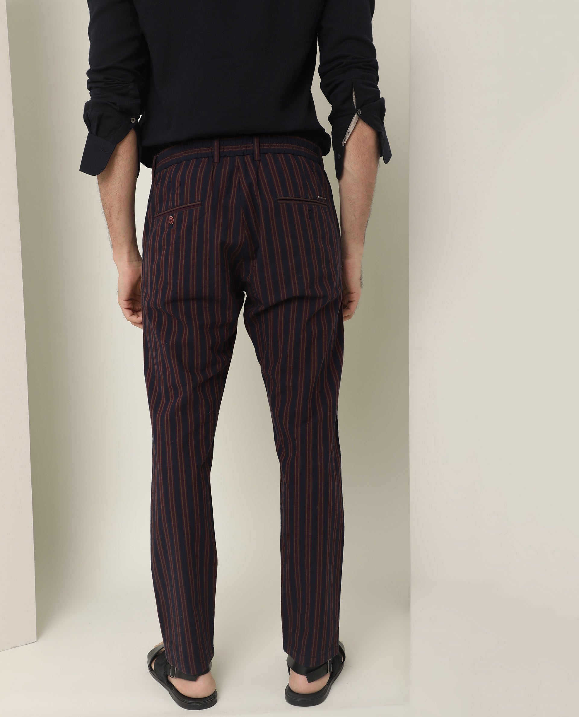 Striped Slim Fit Slacks Men's Casual Vintage Style Slightly - Temu