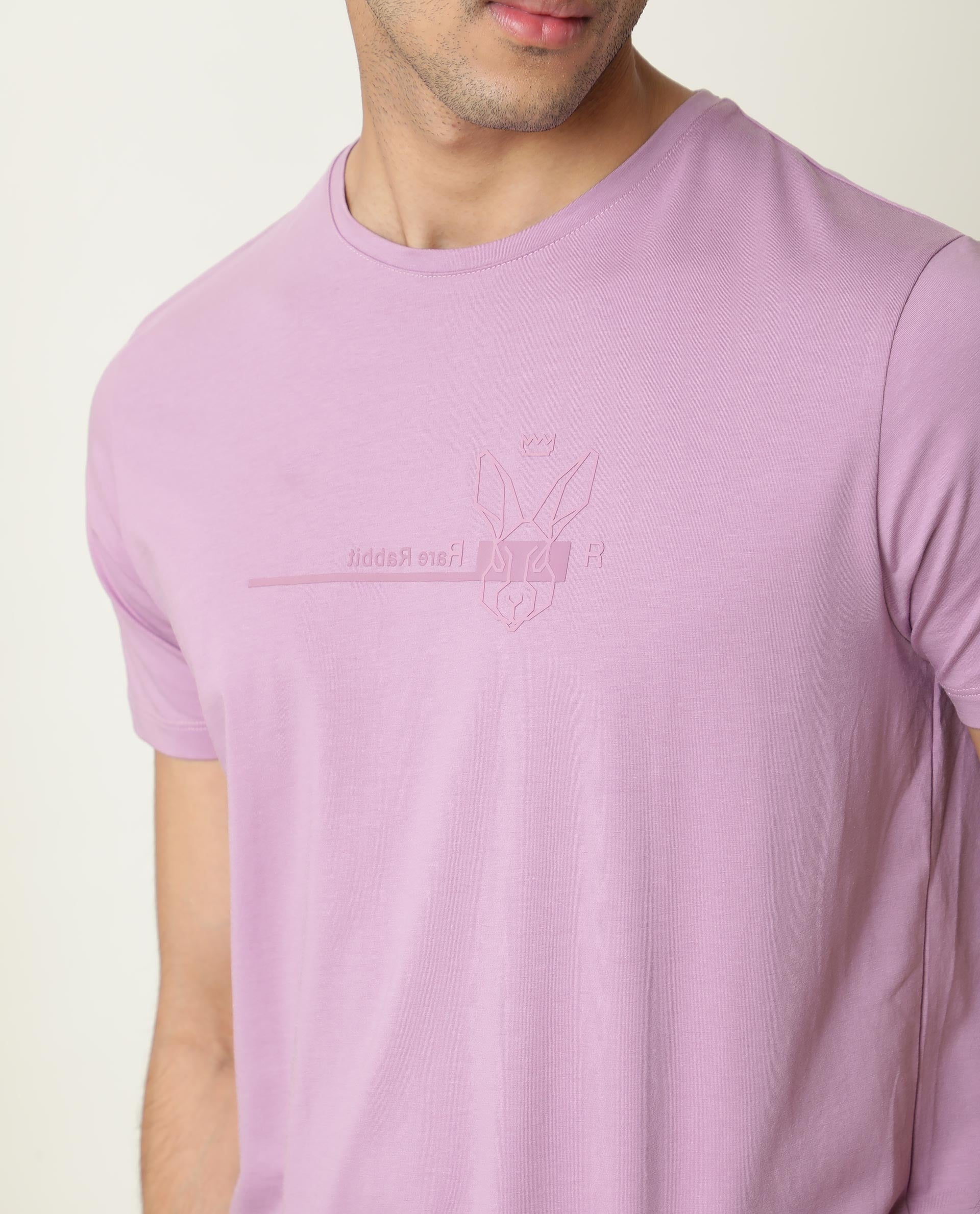 RARE RABBIT MEN'S MILTON PINK T-SHIRT COTTON FABRIC CREW NECK HALF SLE