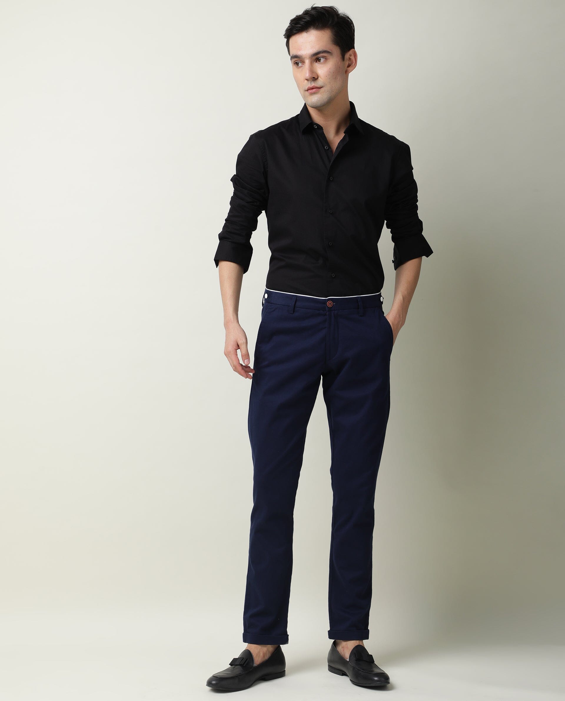 Royal Navy and Black Slim Fit Tuxedo Pants for Women – LITTLE BLACK TUX