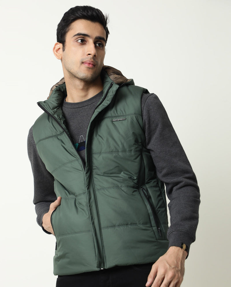 QUILTED GILET WITH DETACHABLE  HOOD